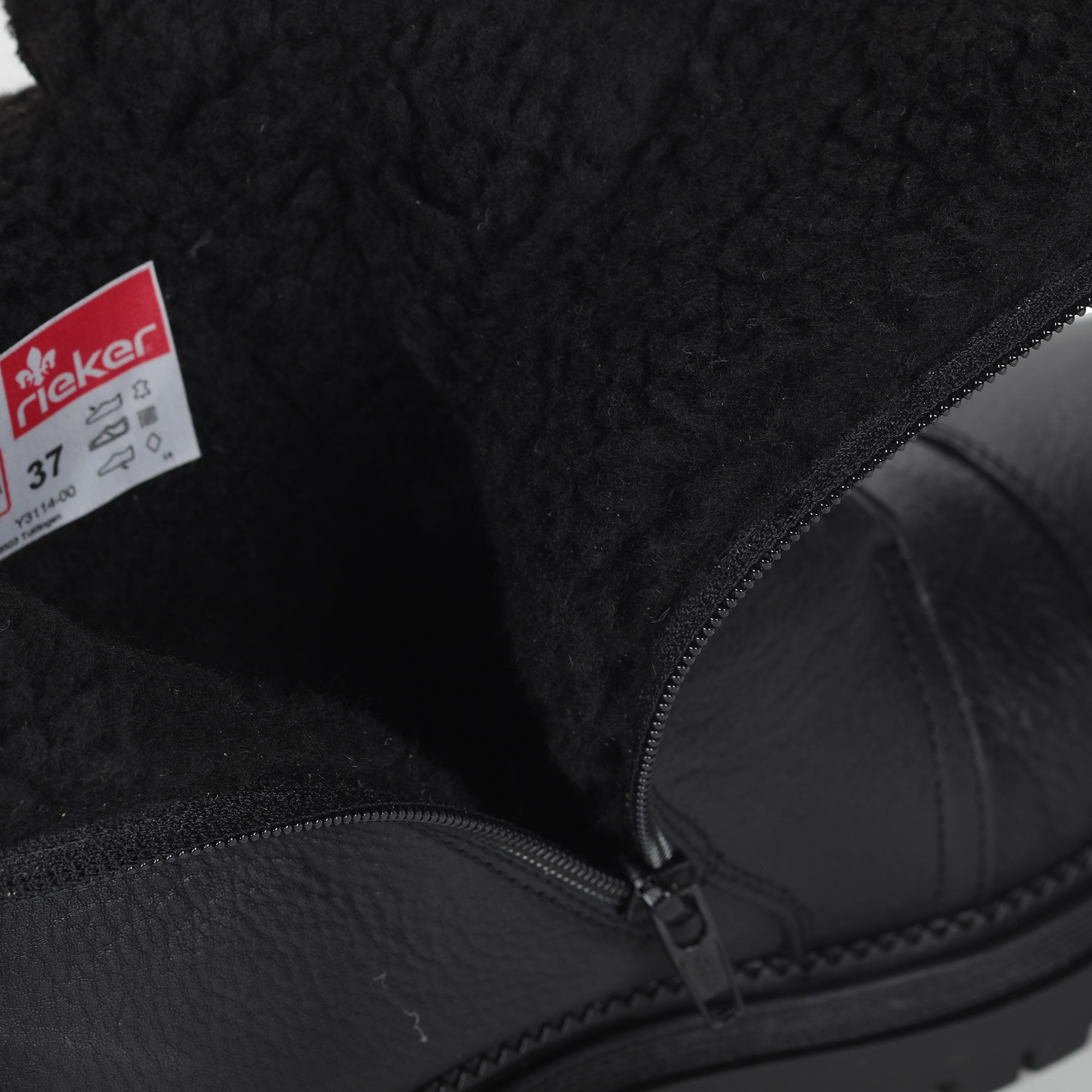 Черные ботинки из кожи на подкладке из искусственной шерсти на утолщенной подошве Rieker, размер 36, цвет черный - фото 5