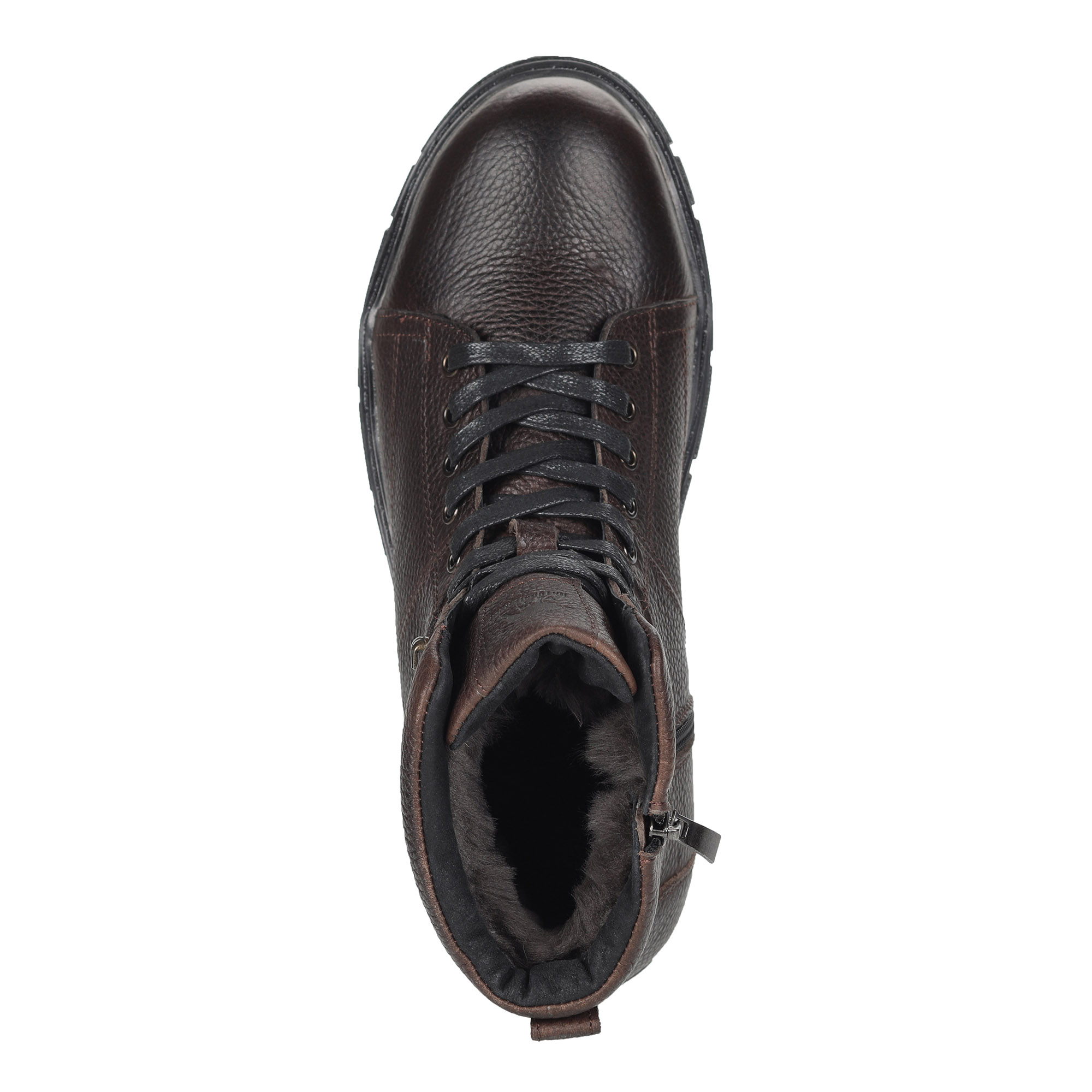 Коричневые ботинки из кожи на подкладке из натурального меха на тракторной подошве Respect, размер 41, цвет коричневый - фото 5