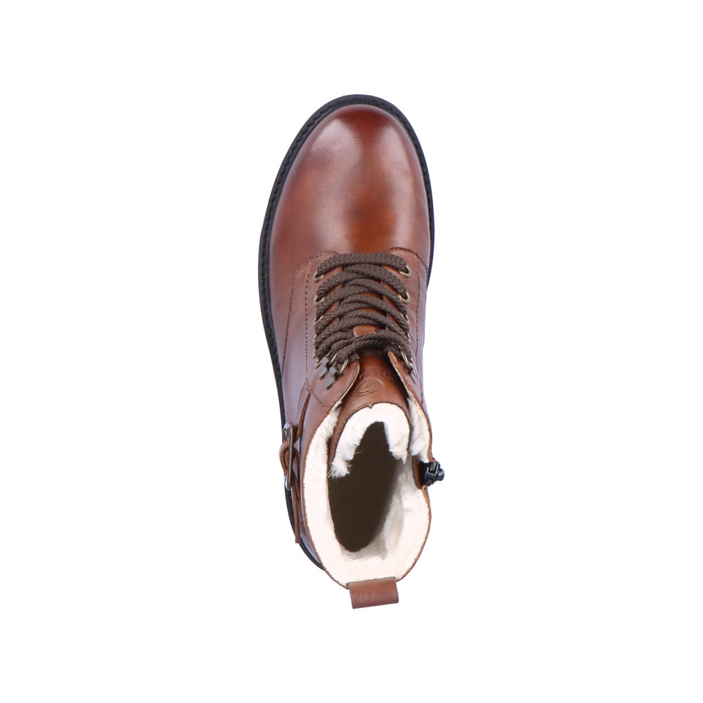 Коричневые утепленные ботильоны на шнуровке из натуральной кожи Remonte, цвет коричневый - фото 6