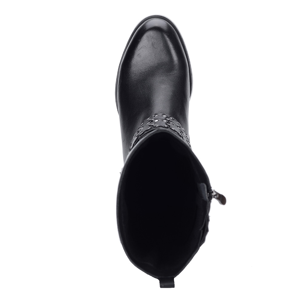 Сапоги из кожи в черном цвете с декором от Respect-shoes