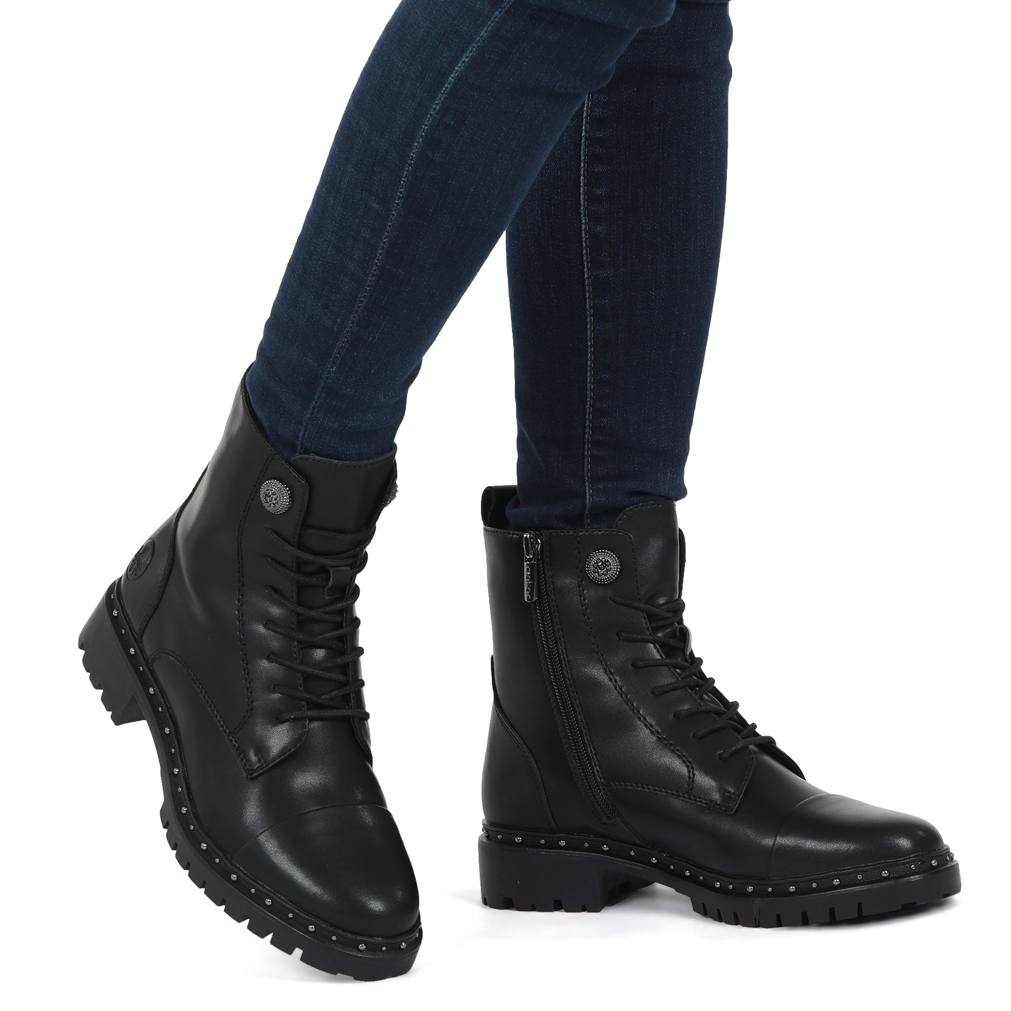 Черные ботинки из кожи на шнуровке Rieker, размер 37, цвет черный - фото 2