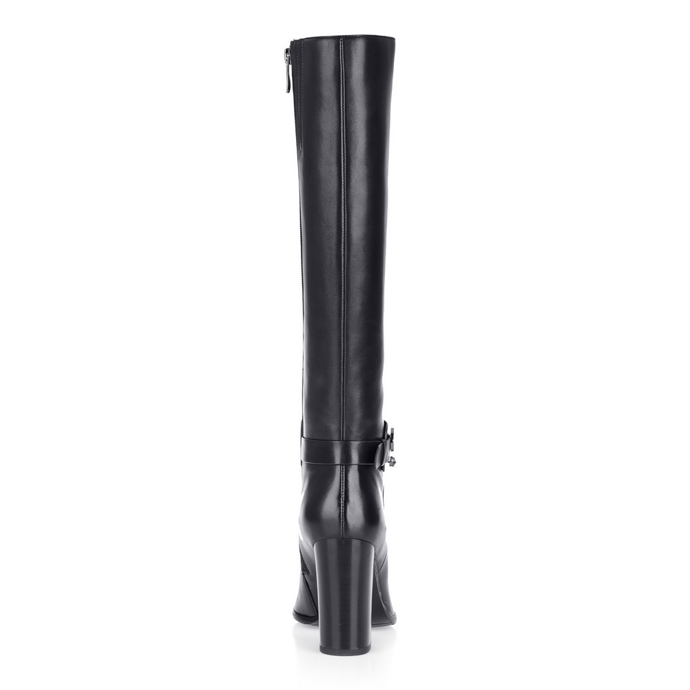 Черные кожаные сапоги на высоком каблуке Respect, размер 39, цвет черный - фото 6