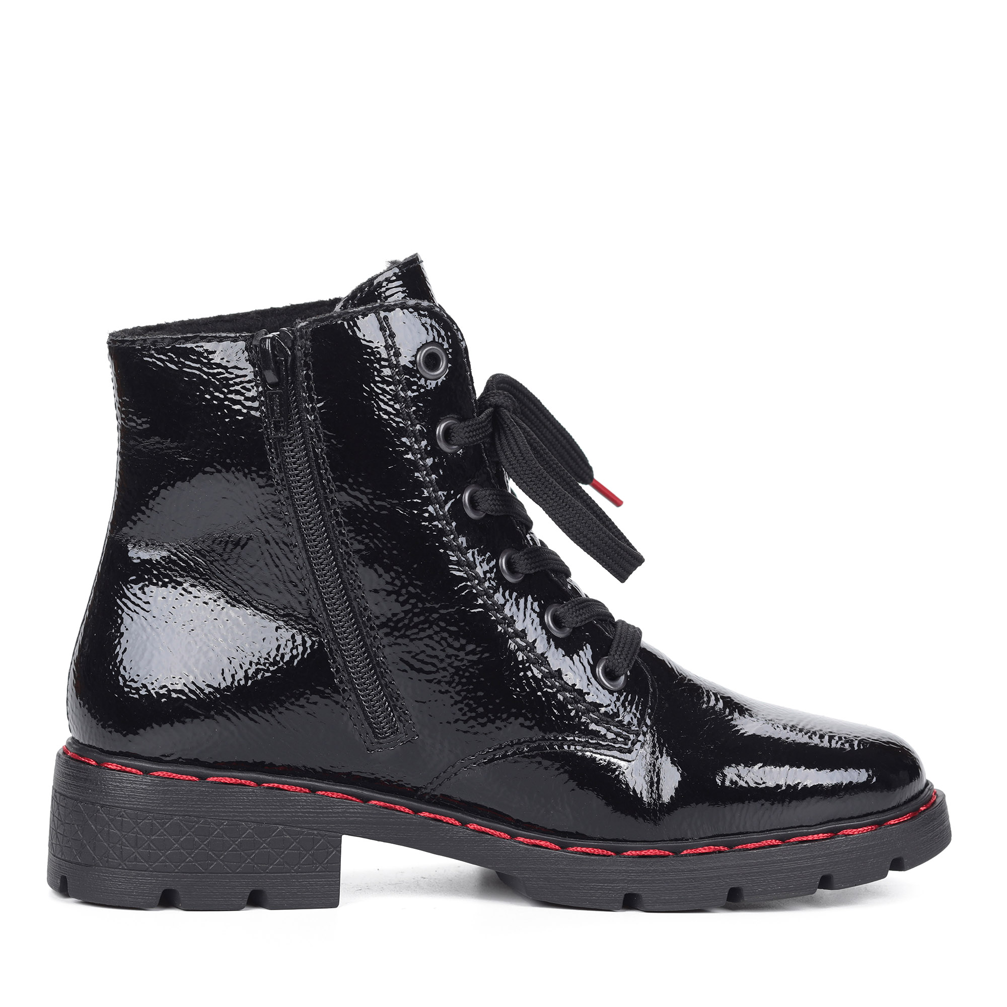 Черные ботинки из экокожи на шнуровке Rieker, размер 39, цвет черный - фото 3