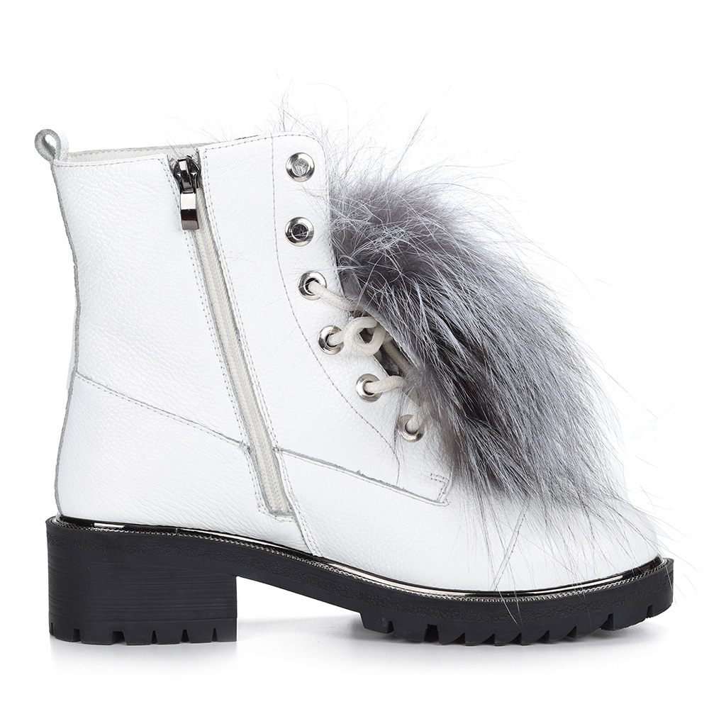 Белые ботинки из кожи с меховым декором Respect, размер 38, цвет белый - фото 3