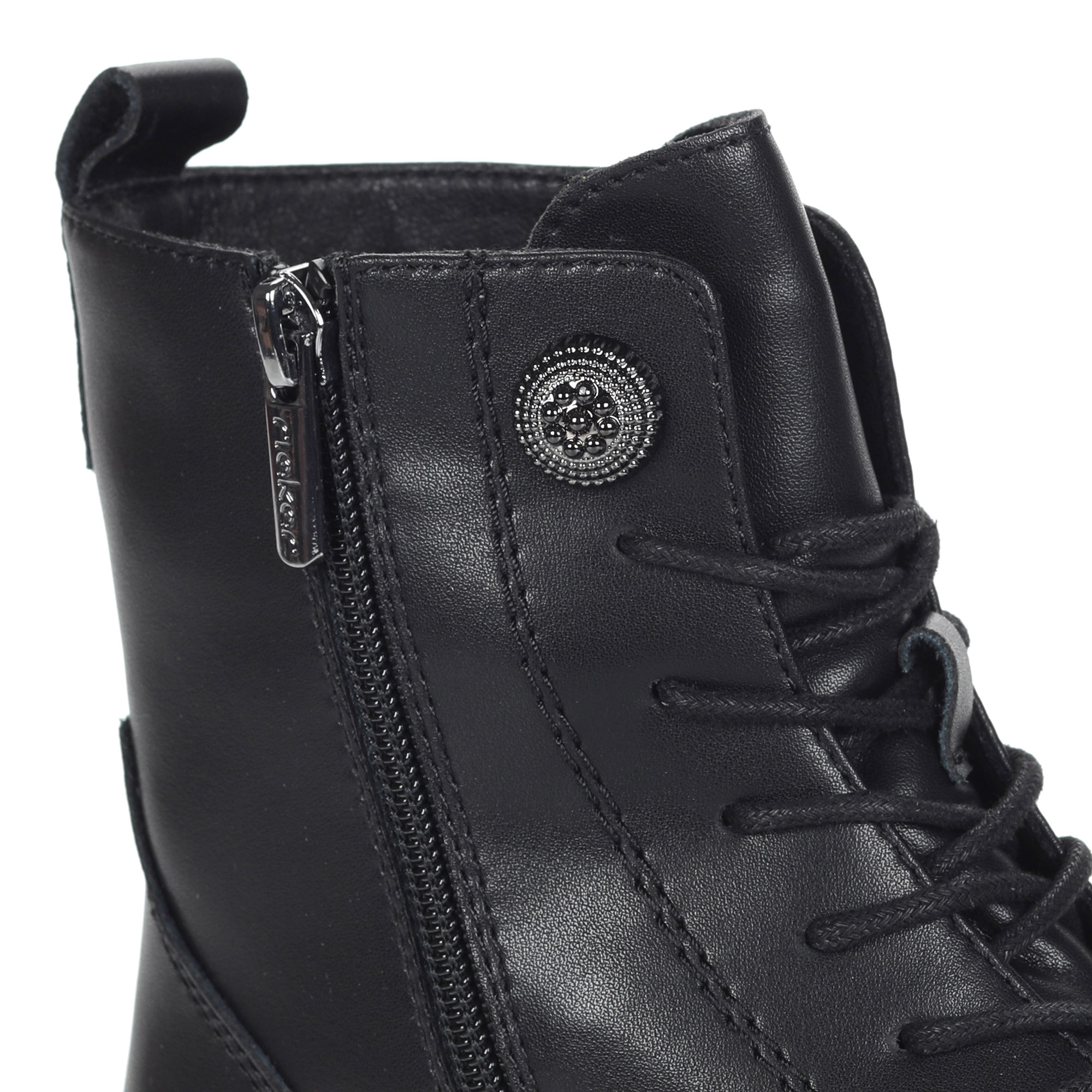Черные ботинки из кожи на шнуровке Rieker, размер 37, цвет черный - фото 5