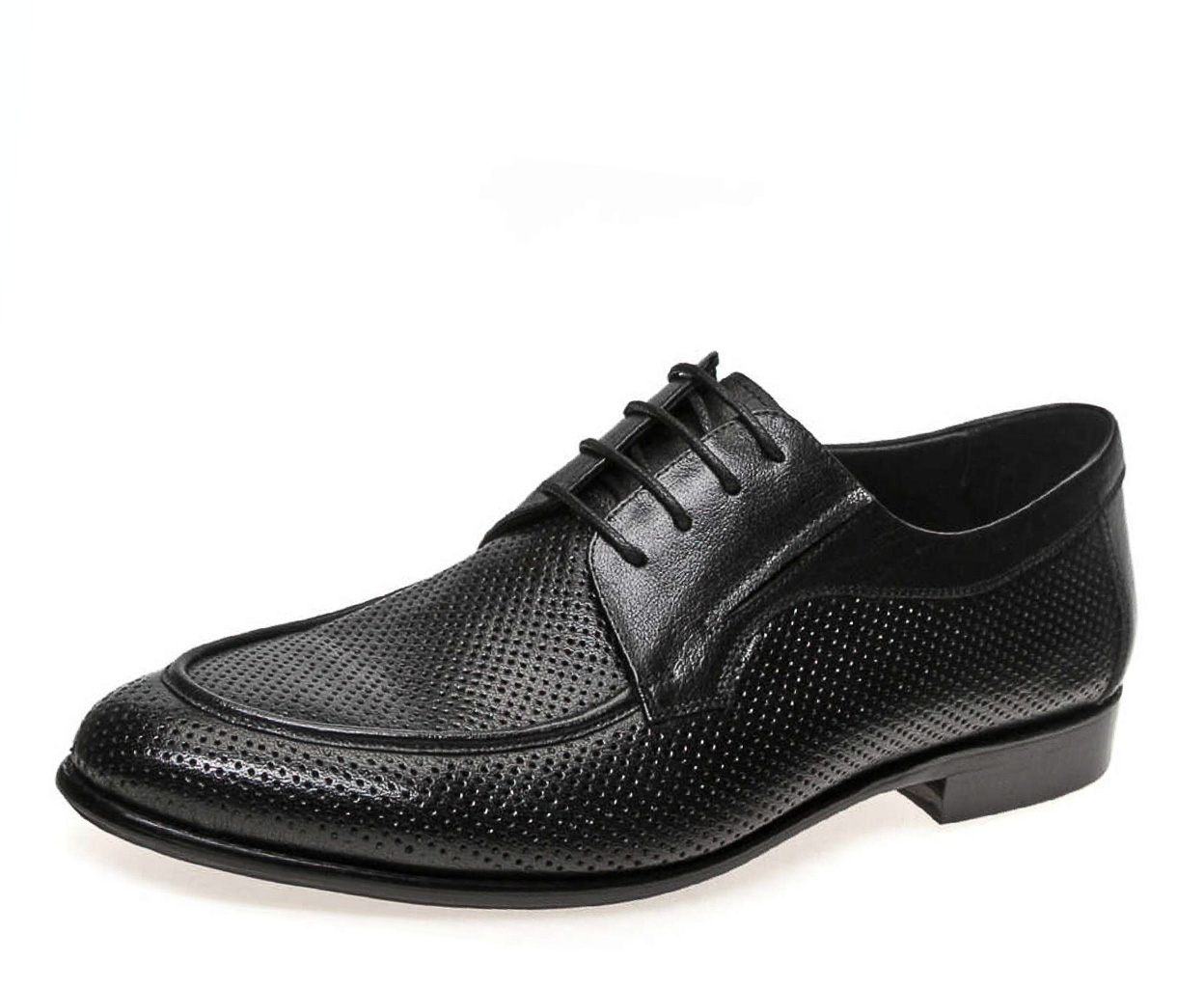 Черные полуботинки из кожи с перфорацией от Respect-shoes
