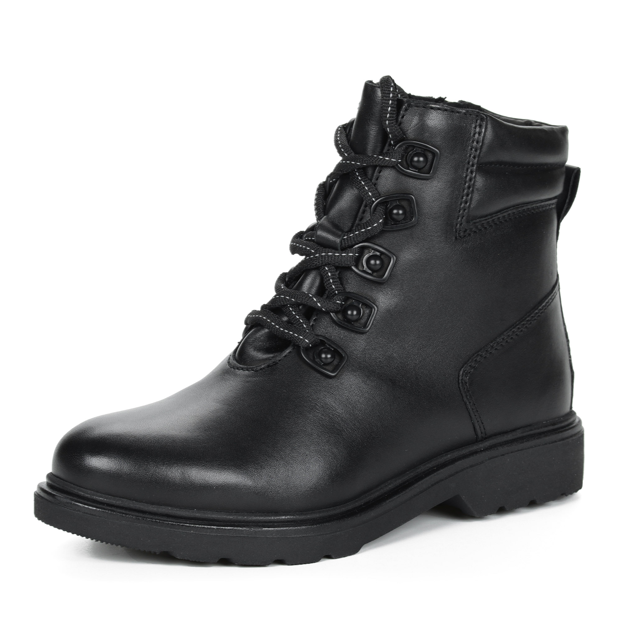 Черные ботинки на шнурках из кожи на подкладке из натуральной шерсти на тракторной подошве MARCO TOZZI PREMIO, размер 40, цвет черный - фото 3