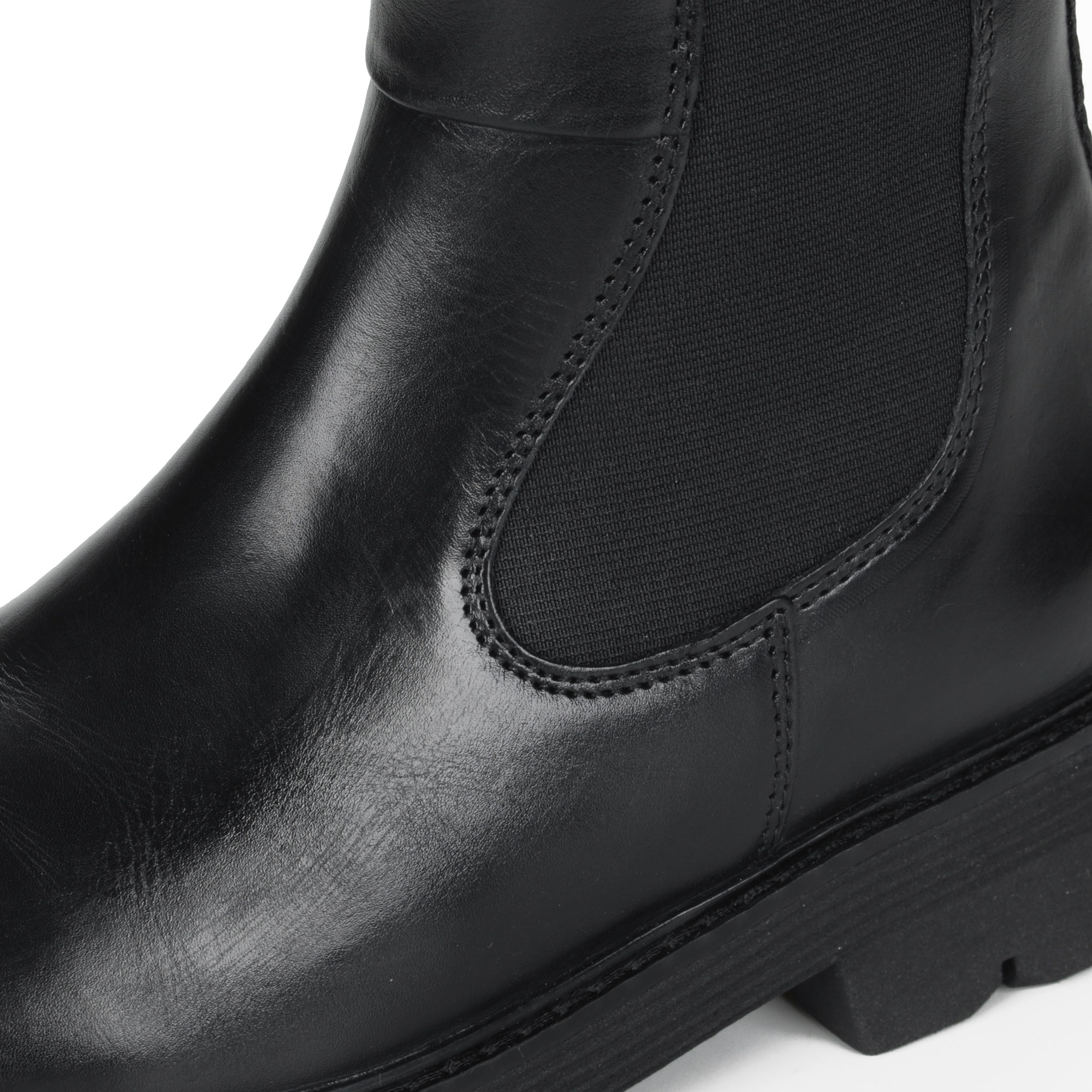 фото Черные ботинки на молнии из кожи на подкладке из натуральной шерсти на тракторной подошве marco tozzi premio