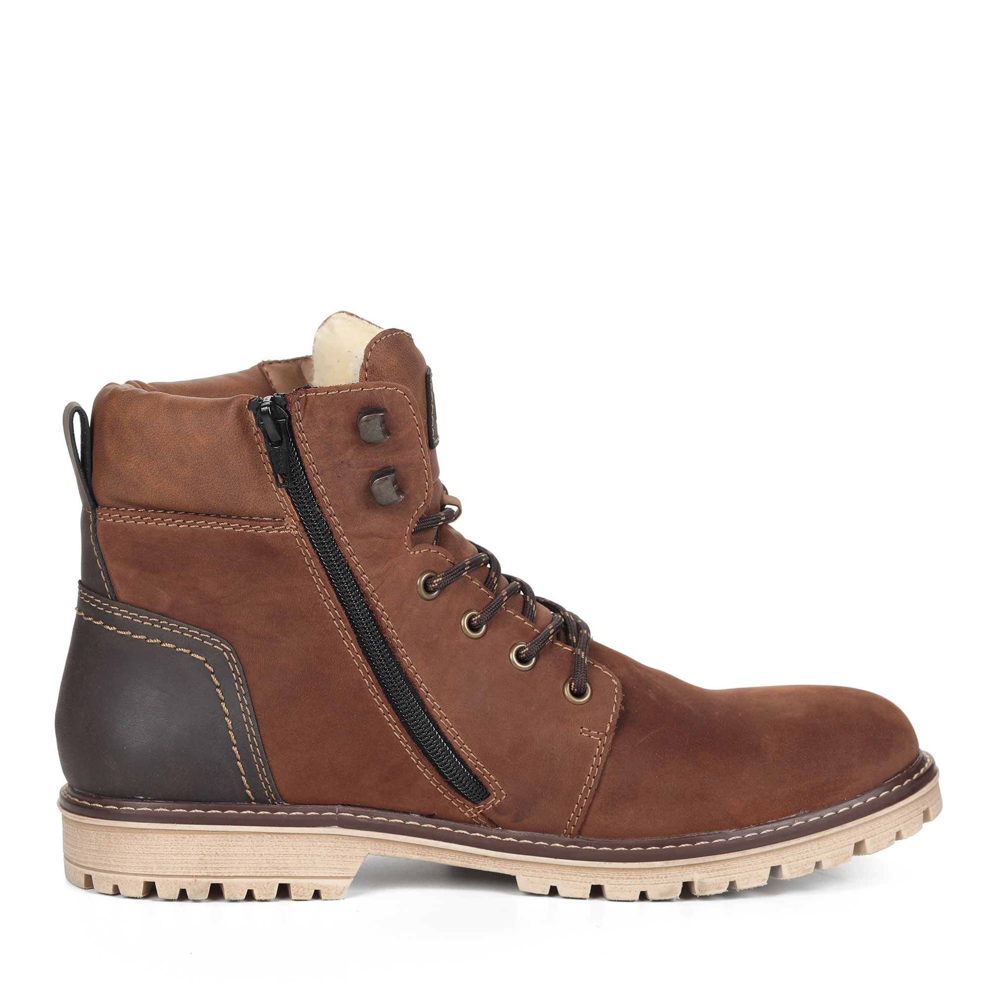 Коричневые ботинки из кожи на подкладке из натуральной шерсти и утолщенной подошве Rieker, размер 43, цвет коричневый - фото 3