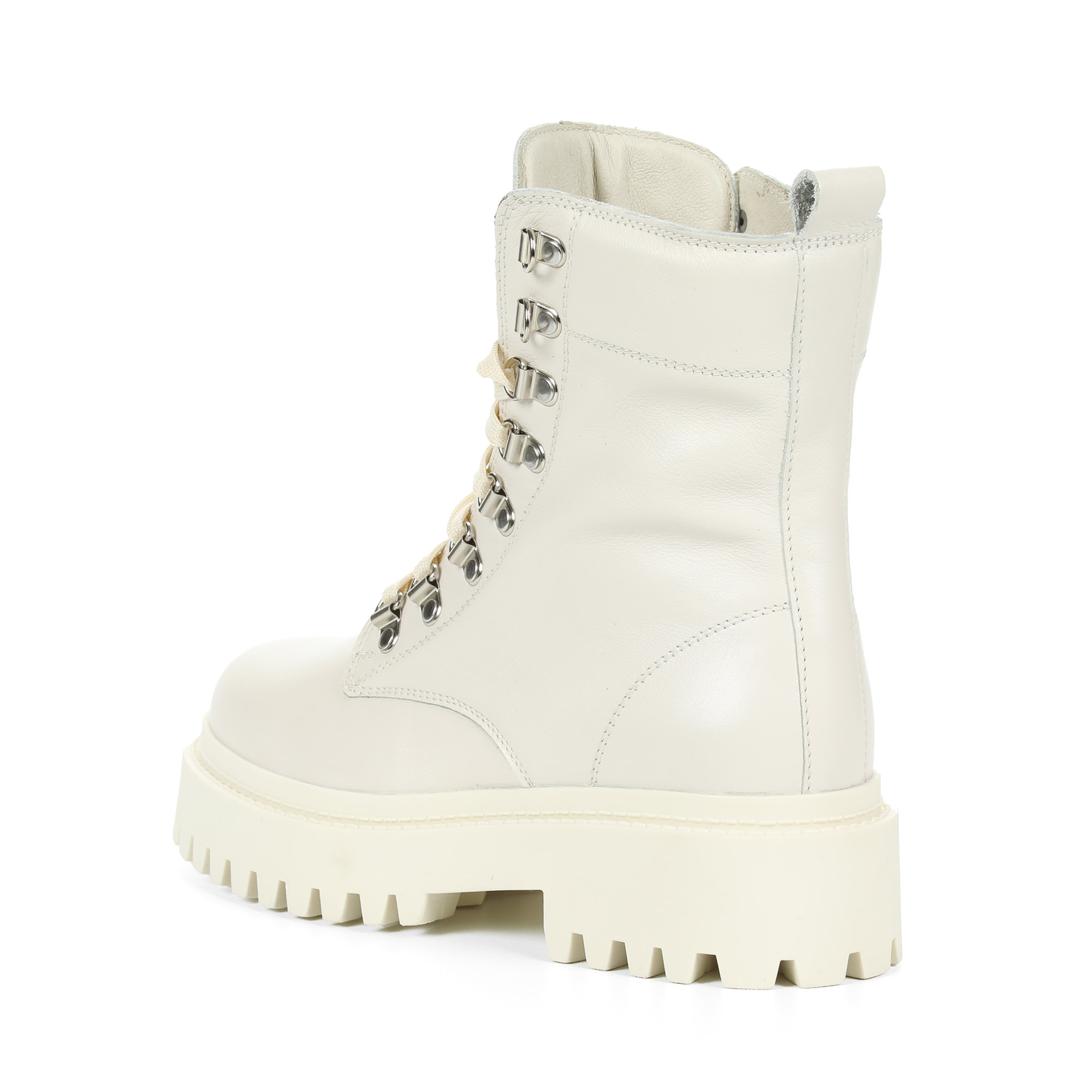 Белые ботинки из кожи на шнуровке на подкладке из натуральной шерсти на тракторной подошве RIVERI, размер 41, цвет белый - фото 4