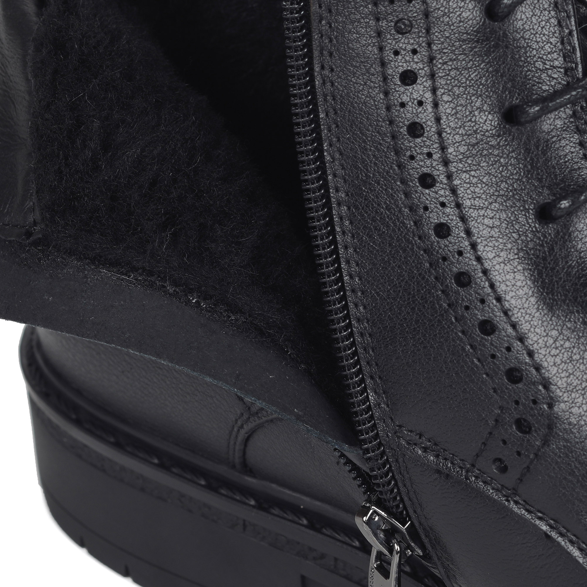 Черные ботинки из кожи на подкладке из натуральной шерсти на утолщенной подошве Respect, цвет черный - фото 5