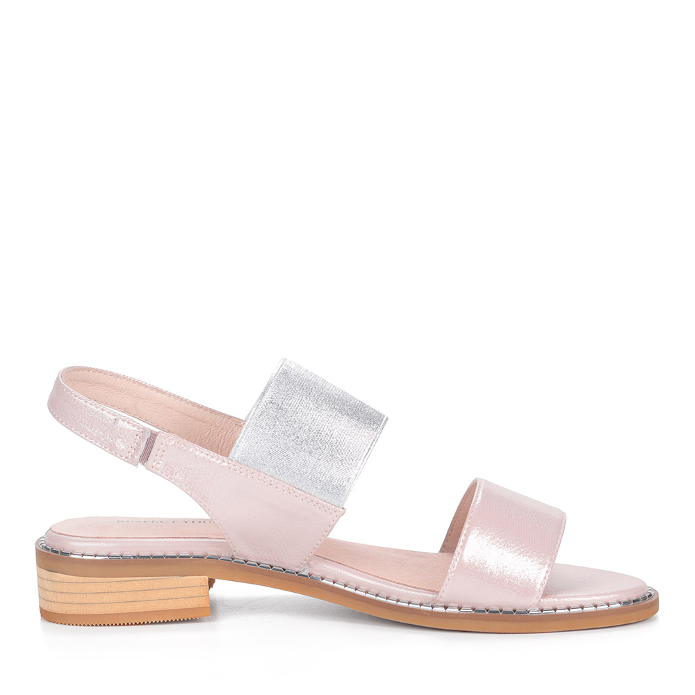 Розовые сандалии с металлическим блеском от Respect-shoes