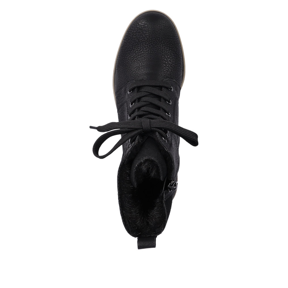 Черные утепленные ботинки из экокожи и текстиля Rieker, цвет черный - фото 6