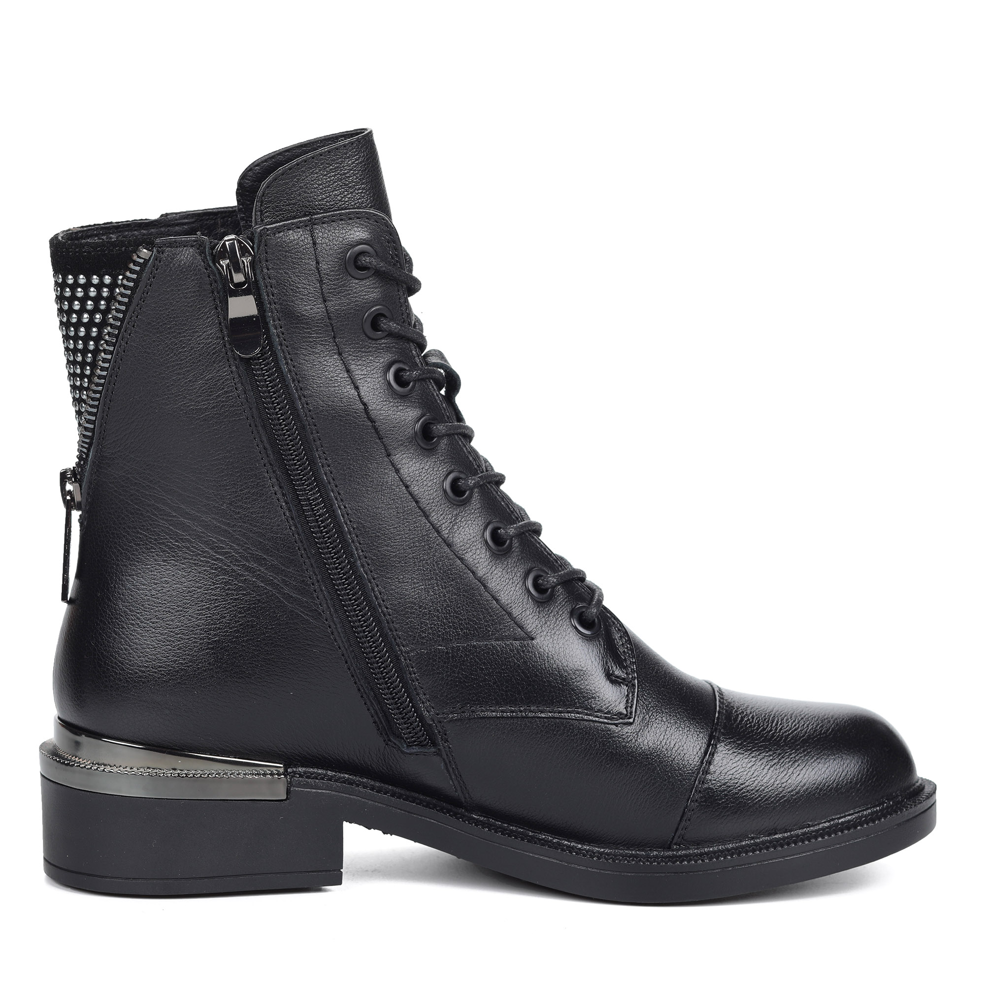 Черные ботинки из кожи на шнуровке Respect, размер 38, цвет черный - фото 3