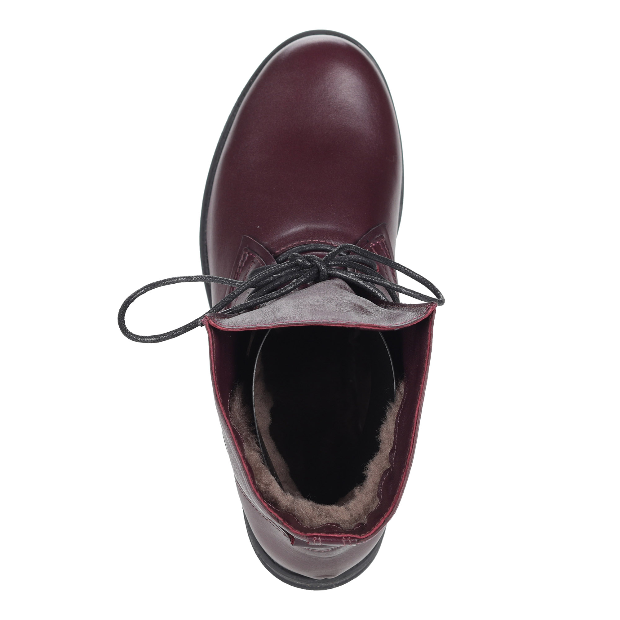 Бордовые ботинки из кожи на шнуровке Respect, цвет бордовый - фото 4