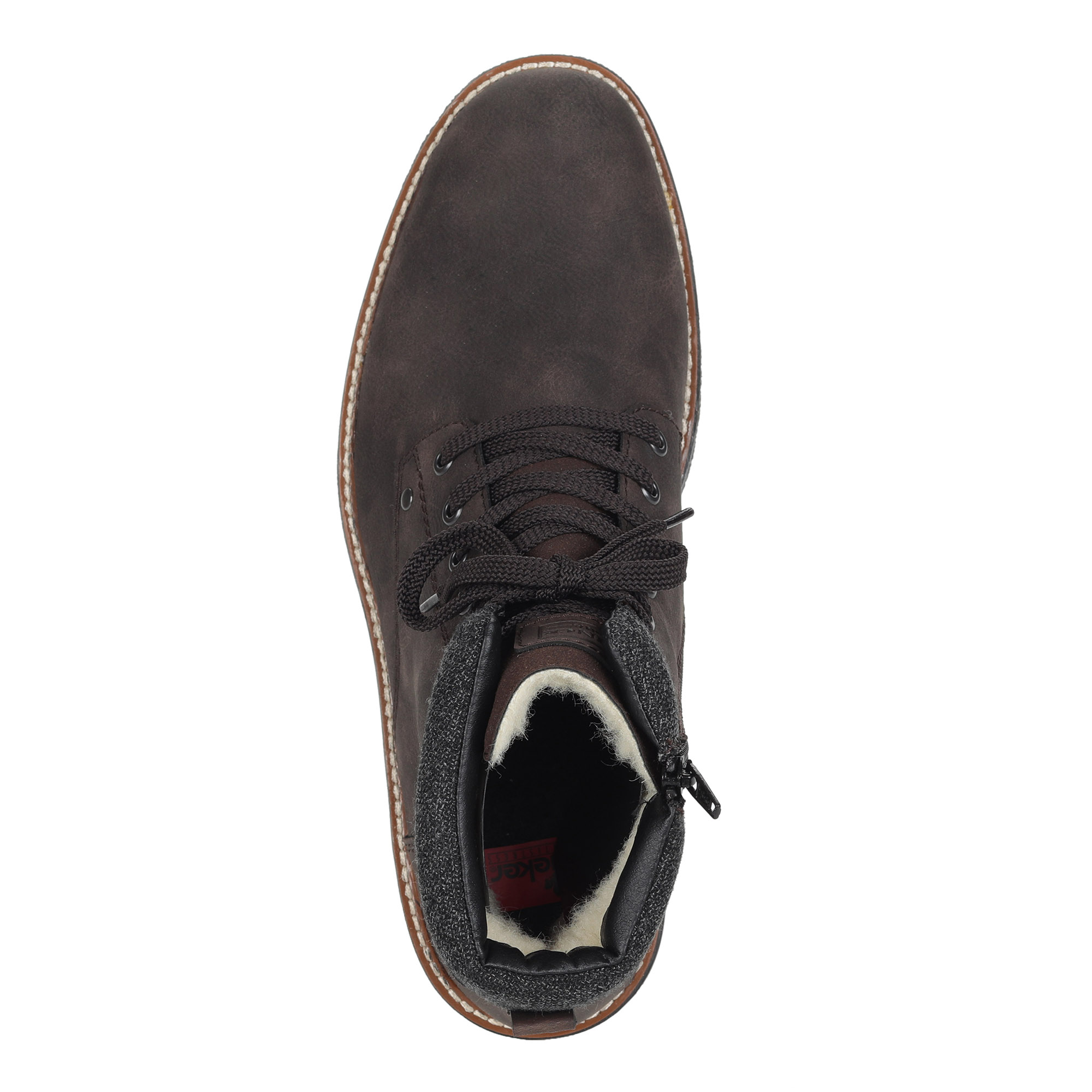 Коричневые ботинки из экокожи на подкладке из натуральной шерсти на шнурках Rieker, размер 42, цвет коричневый - фото 6