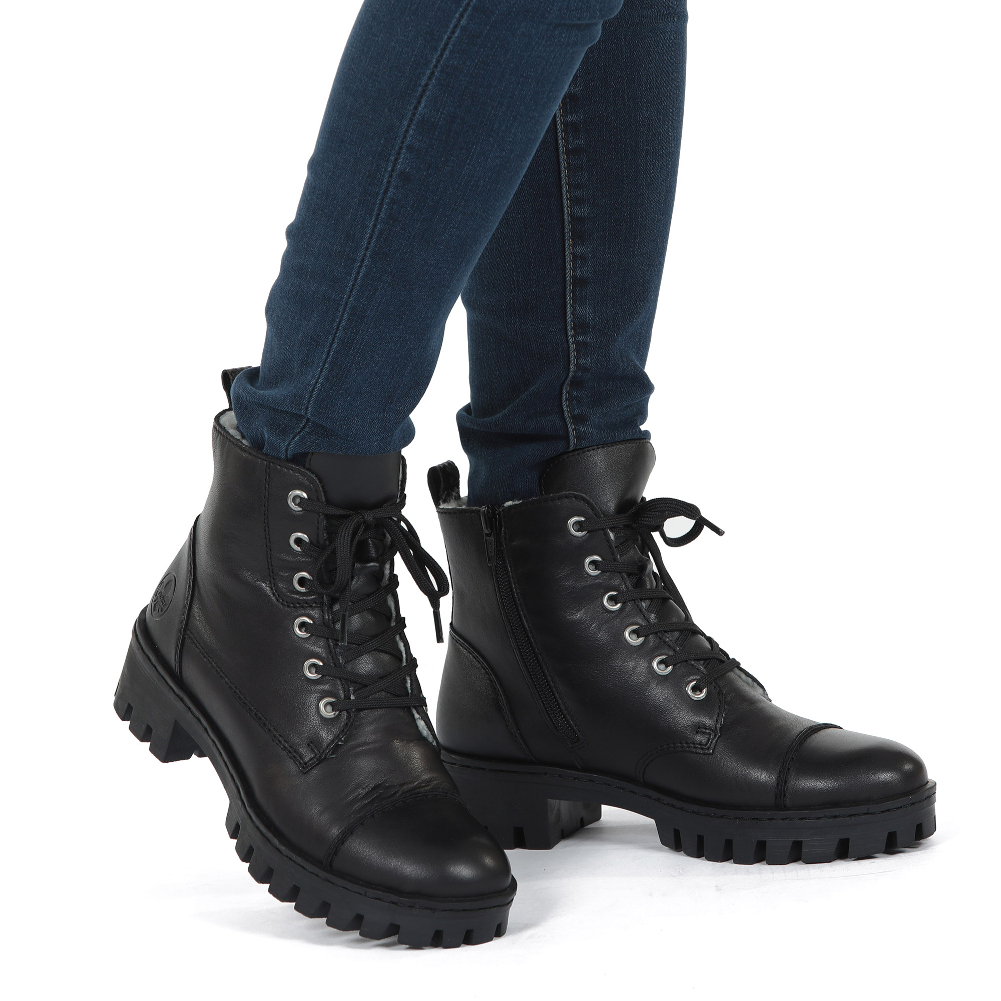 Черные ботинкииз кожи на подкладке из искусственной шерсти Rieker, размер 39, цвет черный - фото 2