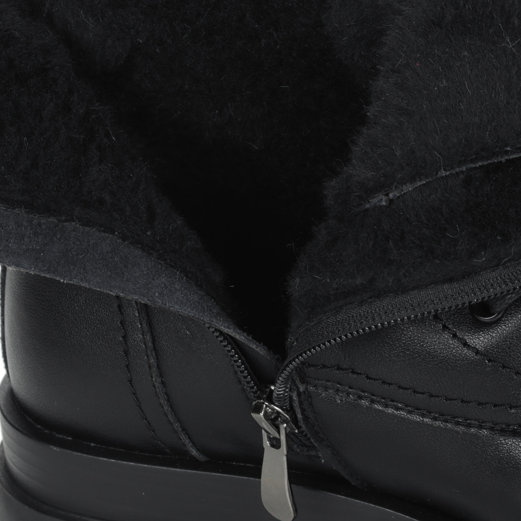 Черные ботинки из кожи на шнурках на подкладке из экошерсти KEDDO, цвет черный - фото 6