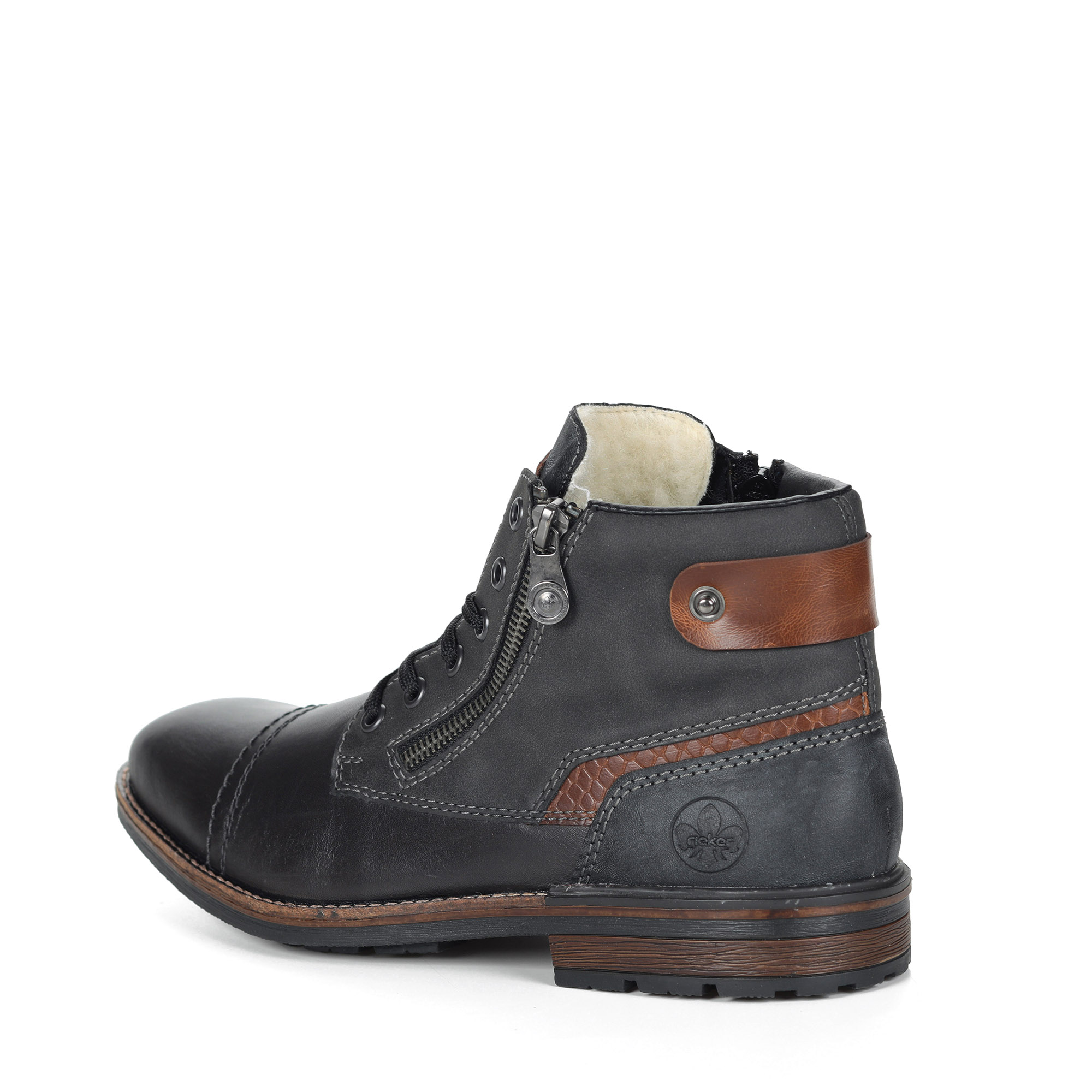 Коричневые ботинки из экокожи на подкладке из натуральной шерсти Rieker, размер 44, цвет коричневый - фото 4