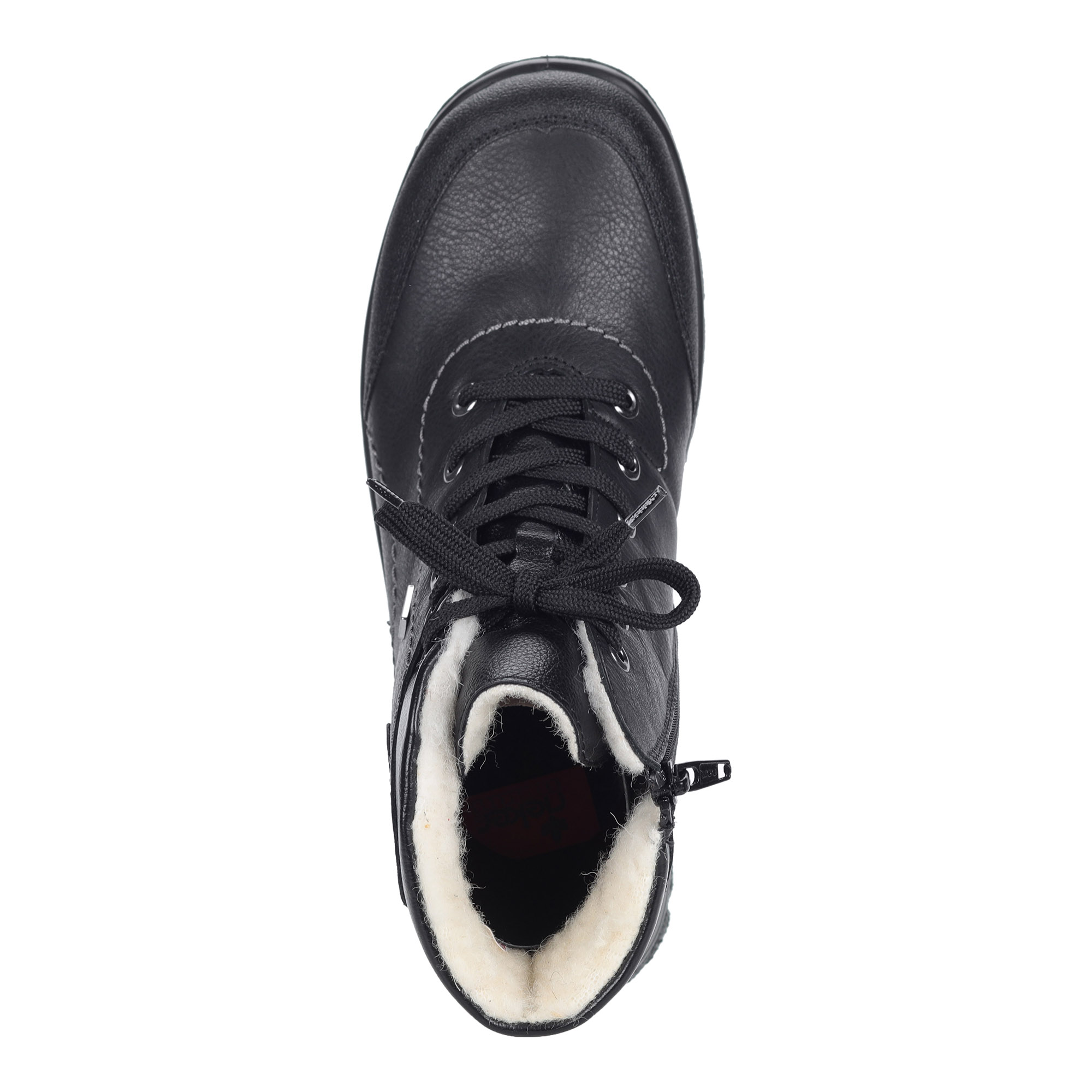 Черные ботинки из экокожи на рифленой подошве Rieker, размер 39, цвет черный - фото 4