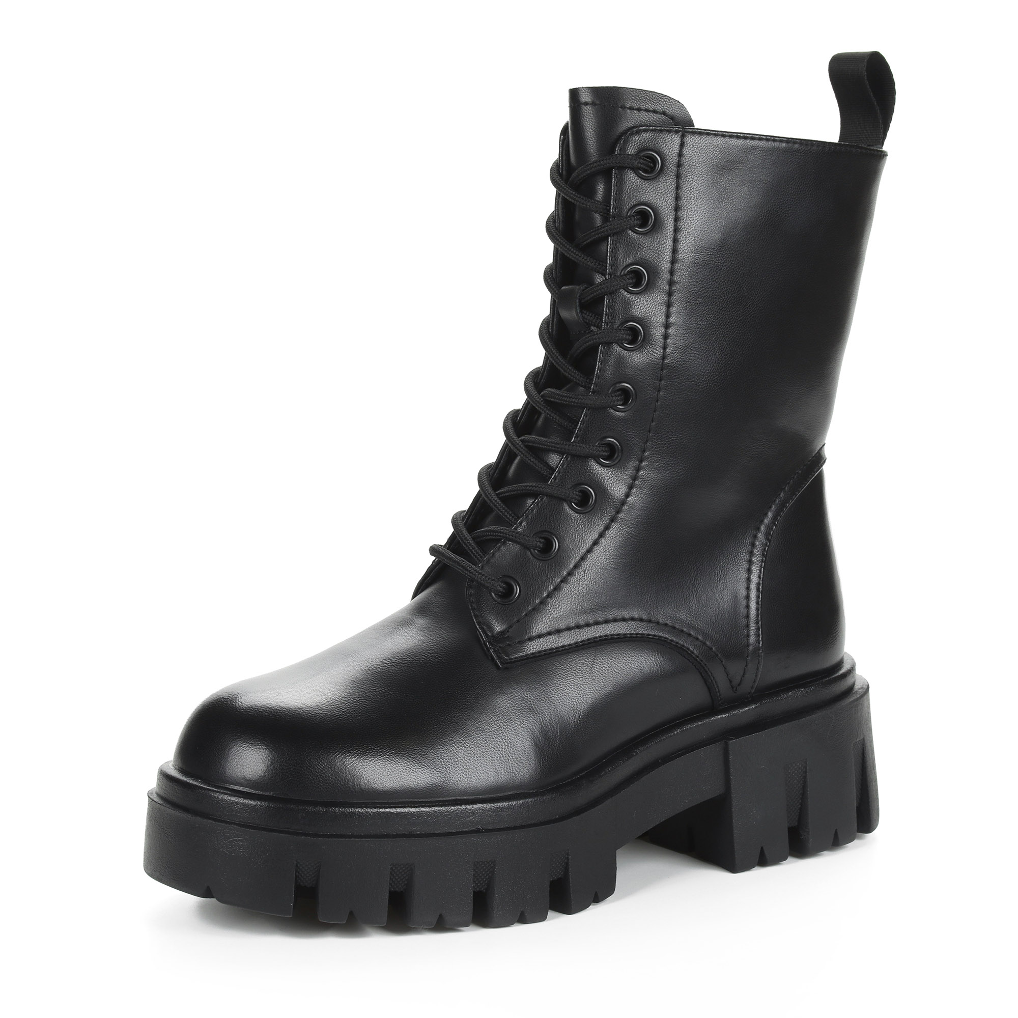 Черные высокие ботинки из кожи на подкладке из натуральной шерсти на тракторной подошве Respect, размер 37, цвет черный - фото 3