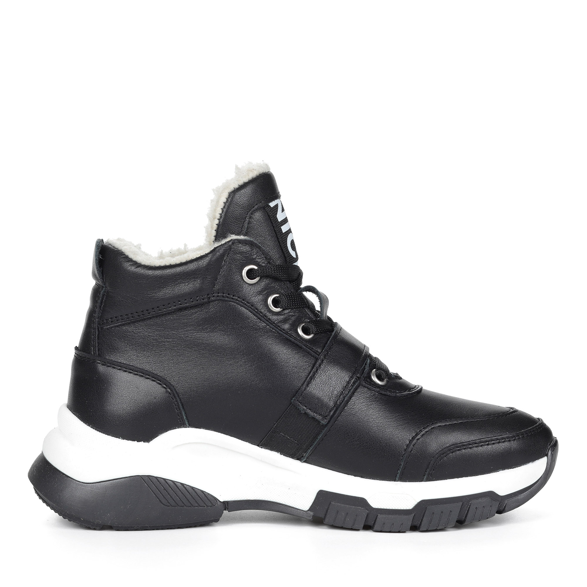 Черные кроссовки из кожи на шерсти El Tempo, цвет черный - фото 3