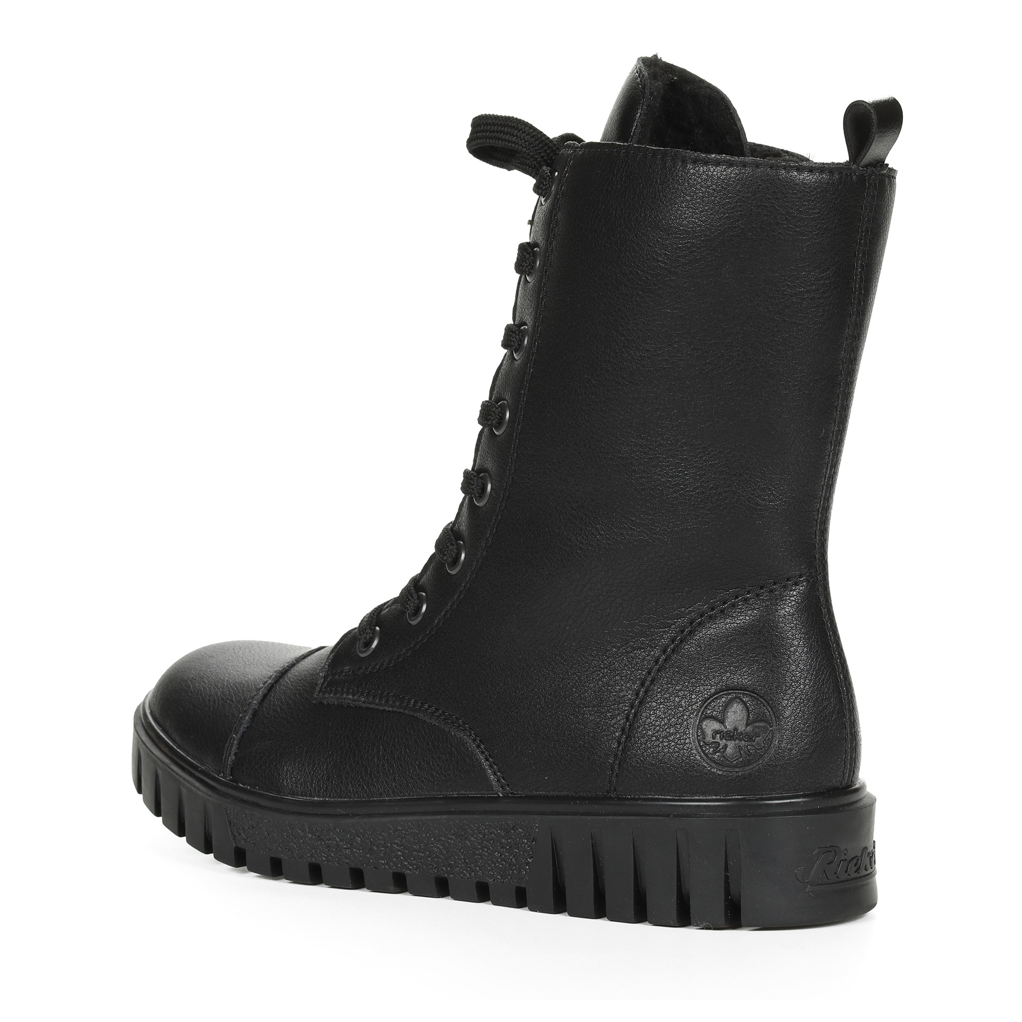 Черные ботинки на шнуровке из натуральной кожи на утолщенной подошве Rieker, размер 38, цвет черный - фото 5