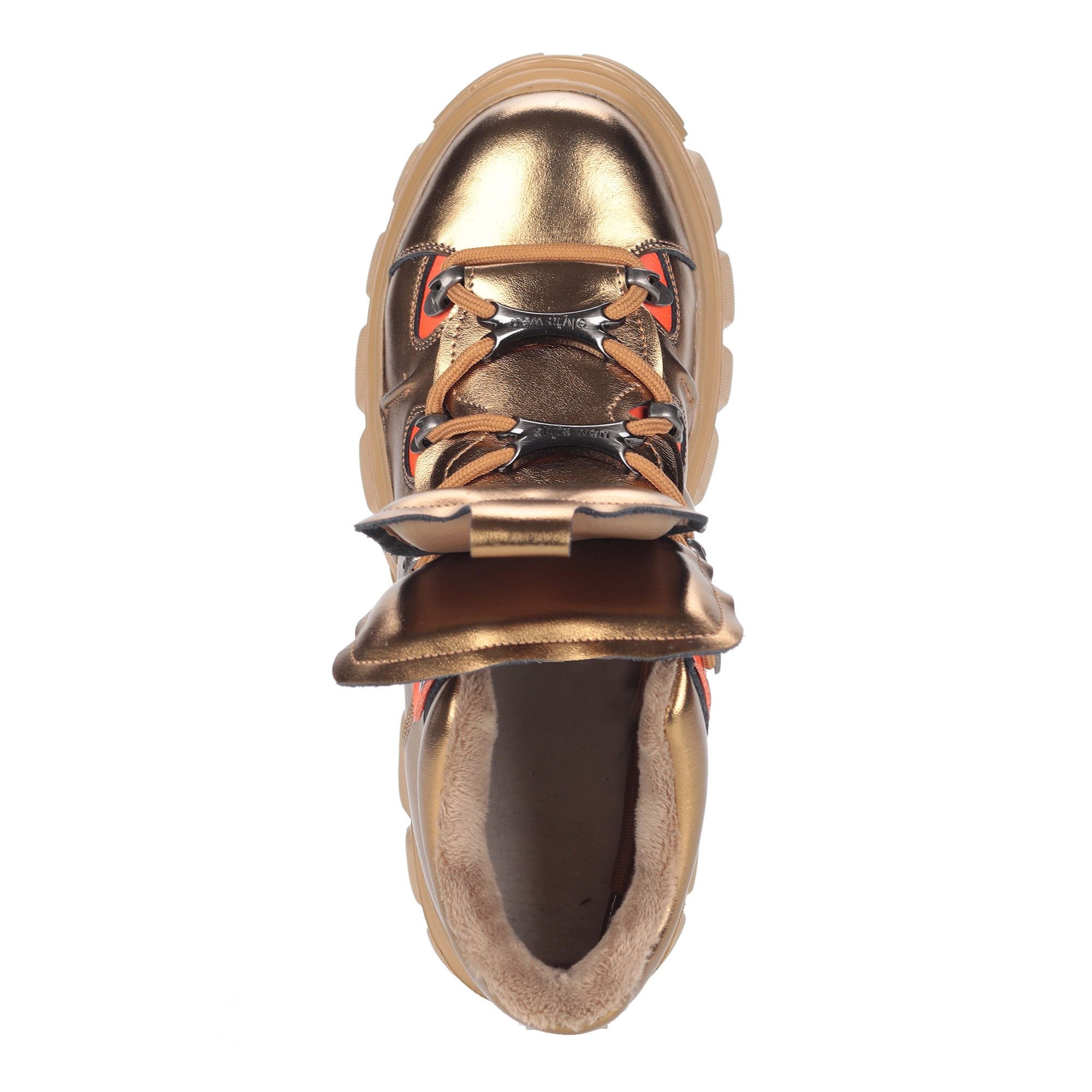 фото Золотые ботинки в спортивном стиле из комбинированных материалов respect