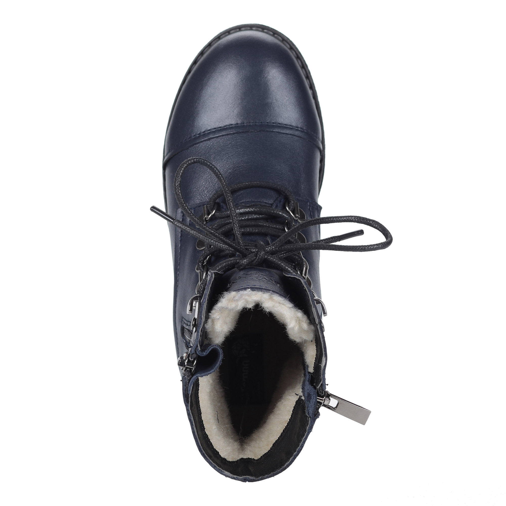 фото Синие ботинки из кожи на шерсти el tempo