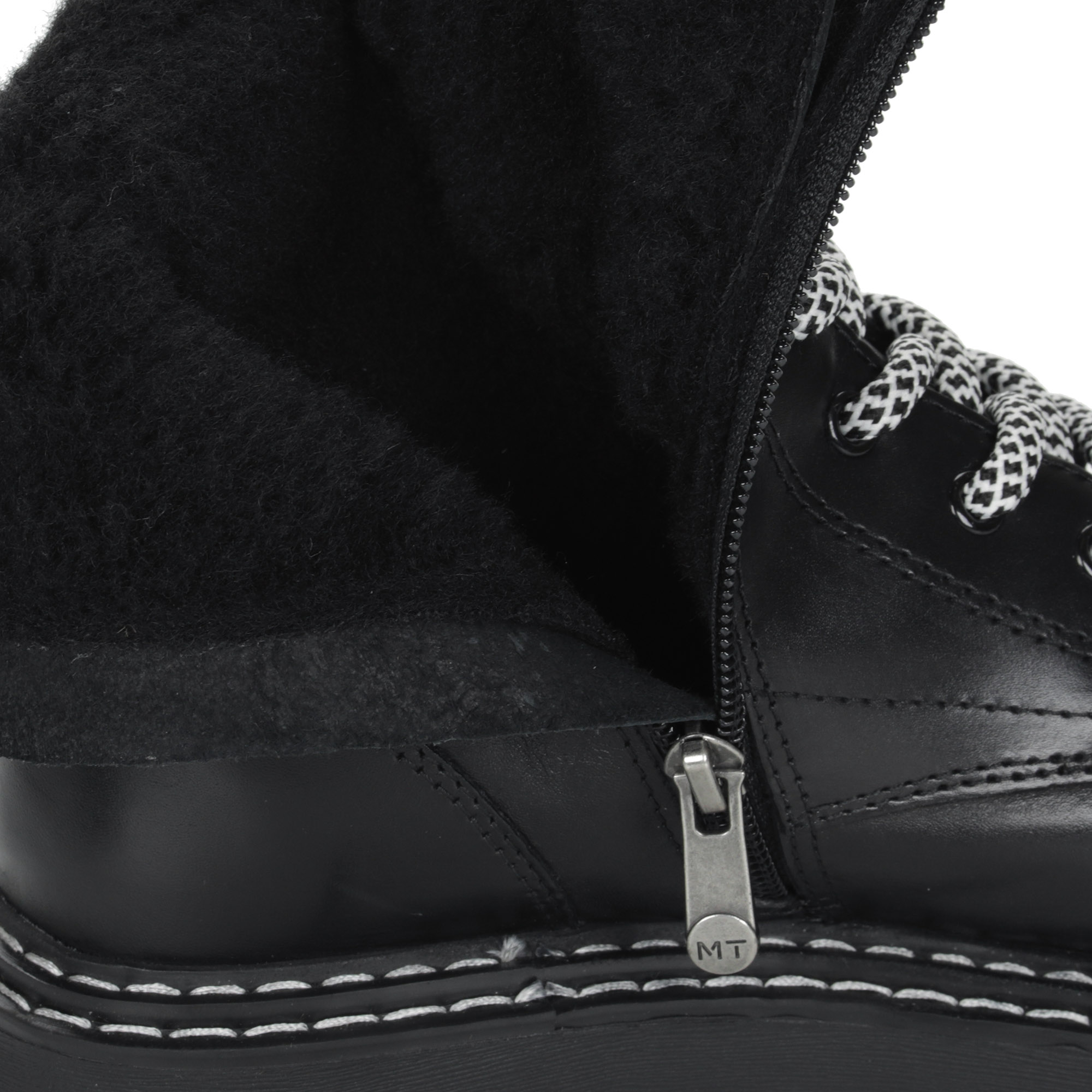 Черные ботинки на шнурках из кожи на подкладке из натуральной шерсти на тракторной подошве MARCO TOZZI PREMIO, размер 38, цвет черный - фото 6