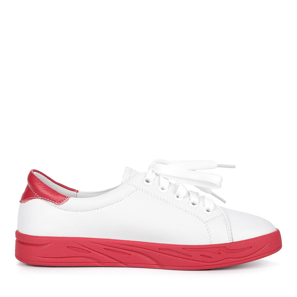 Бело красные кеды из кожи без подкладки от Respect-shoes