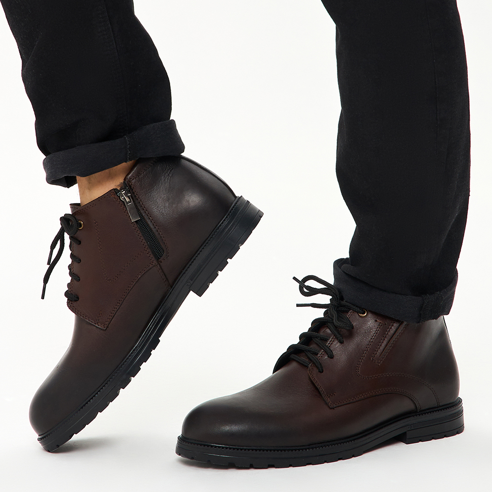 Коричневые классические ботинки из кожи на подкладке из натуральной шерсти Respect, размер 42, цвет коричневый - фото 9