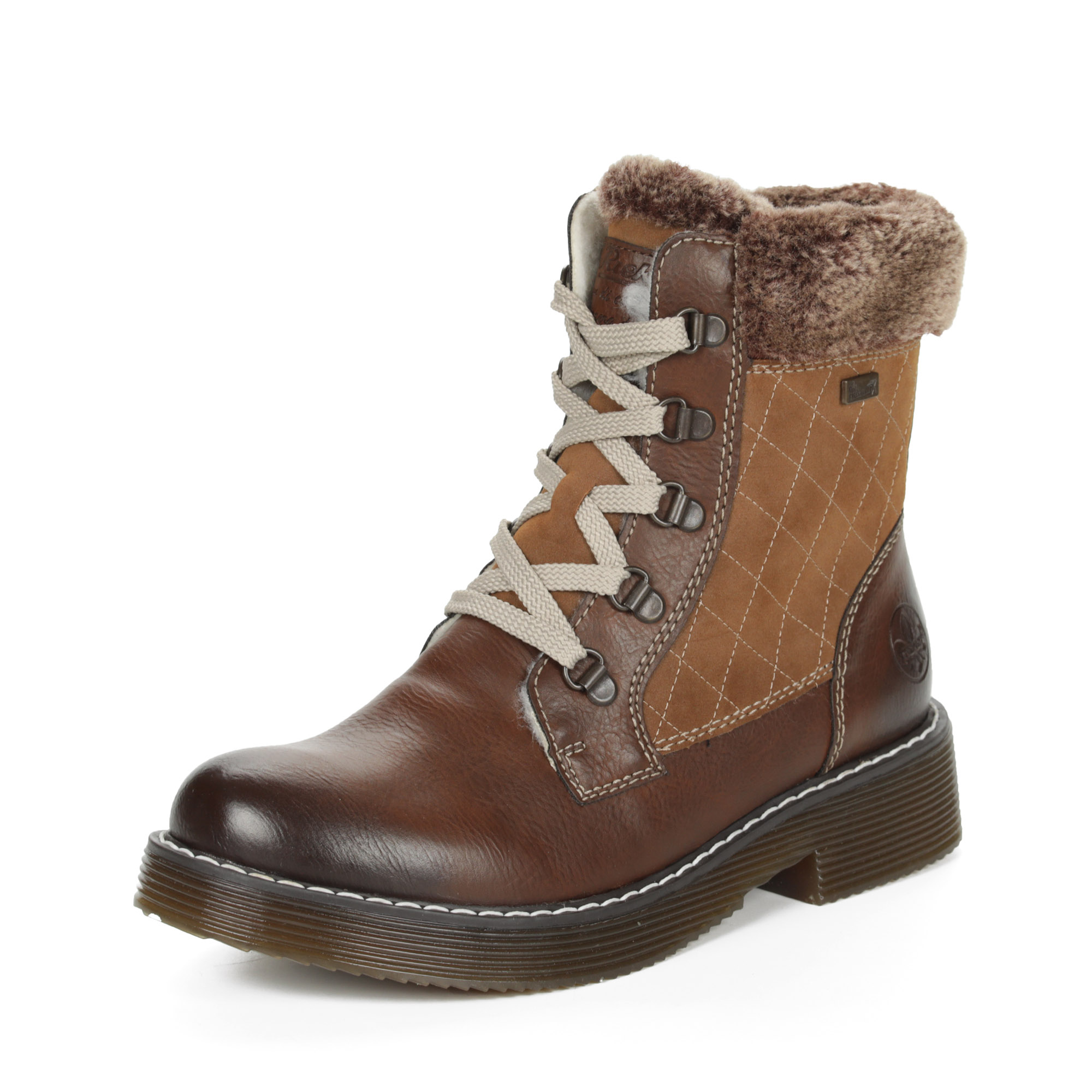 Коричневые ботинки из экокожи на подкладке из искусственной шерсти утолщенной подошве Rieker, размер 36, цвет коричневый - фото 3