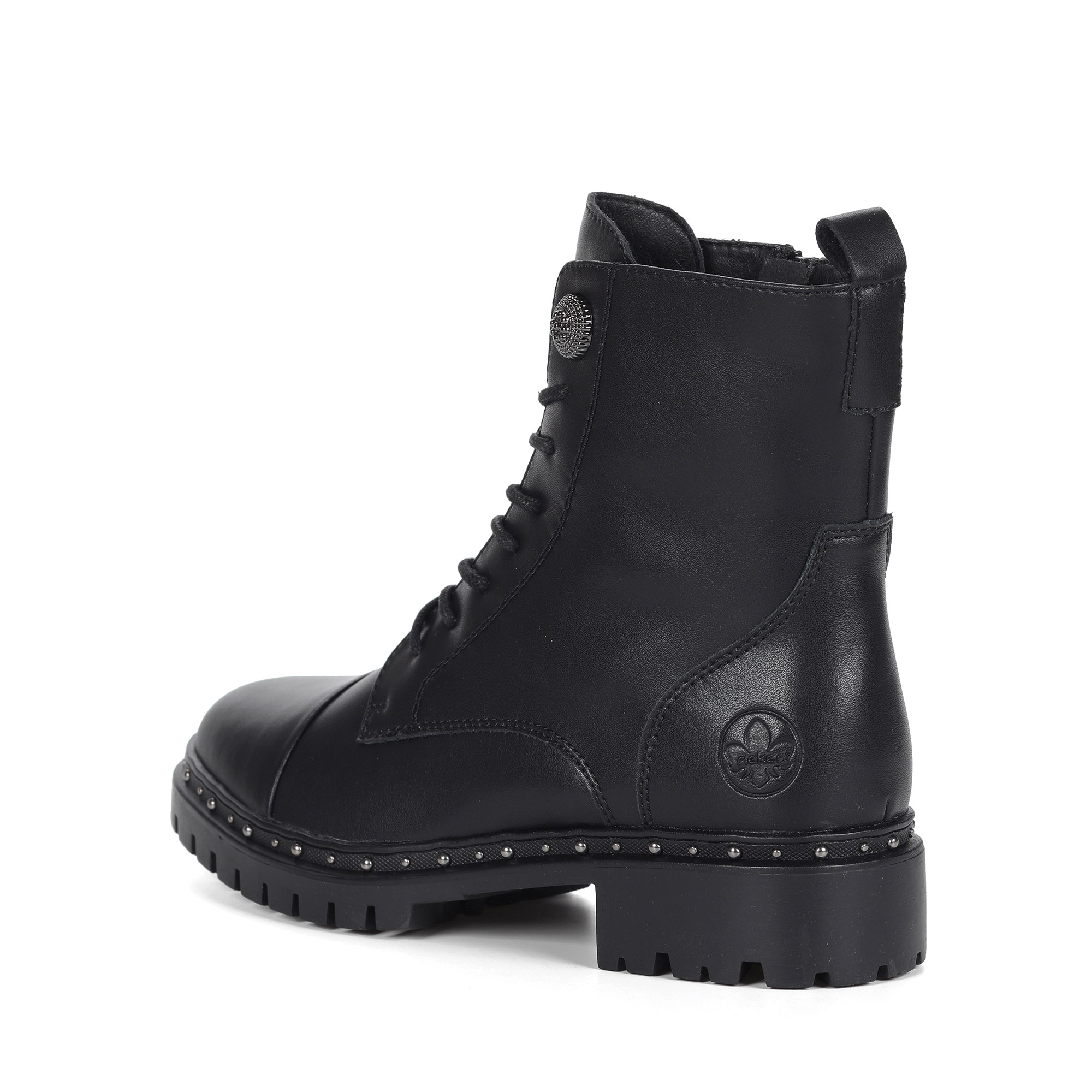 Черные ботинки из кожи на шнуровке Rieker, размер 37, цвет черный - фото 4