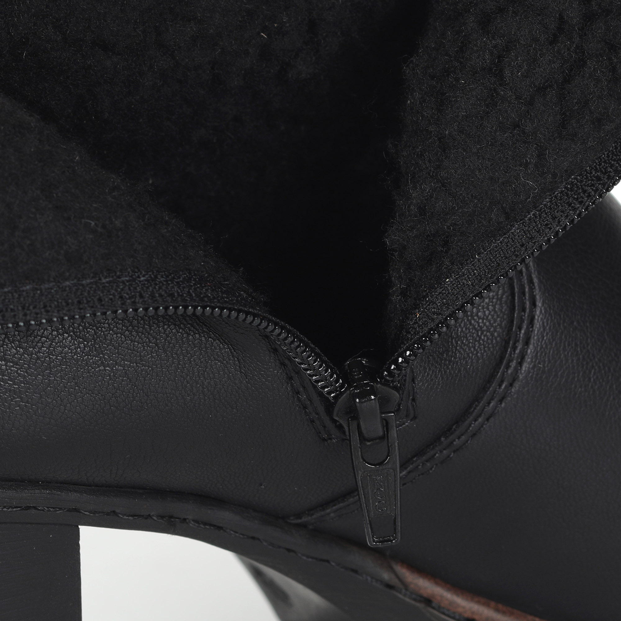 Черные ботинки из экокожи на подкладке из искусственной шерсти на каблуке столбик Rieker, размер 40, цвет черный - фото 5
