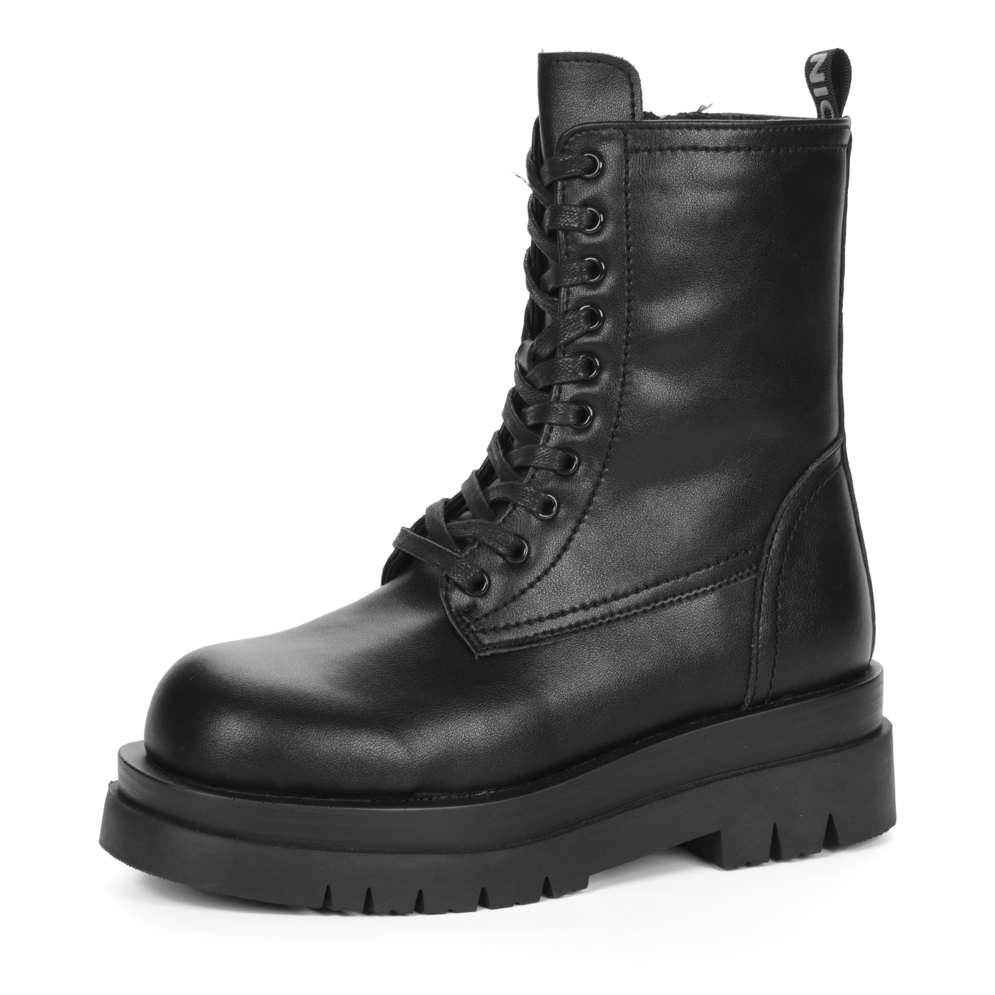 Черные ботинки из кожи на шнурках на подкладке из экошерсти KEDDO, цвет черный - фото 3