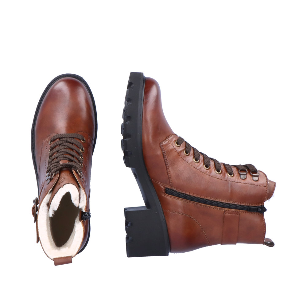 Коричневые утепленные ботильоны на шнуровке из натуральной кожи Remonte, цвет коричневый - фото 10