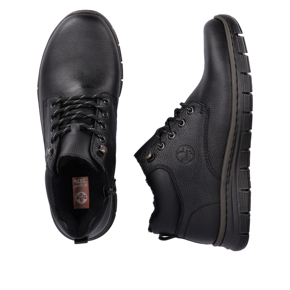 Черные утепленные ботинки из кожи и экокожи Rieker, цвет черный - фото 10