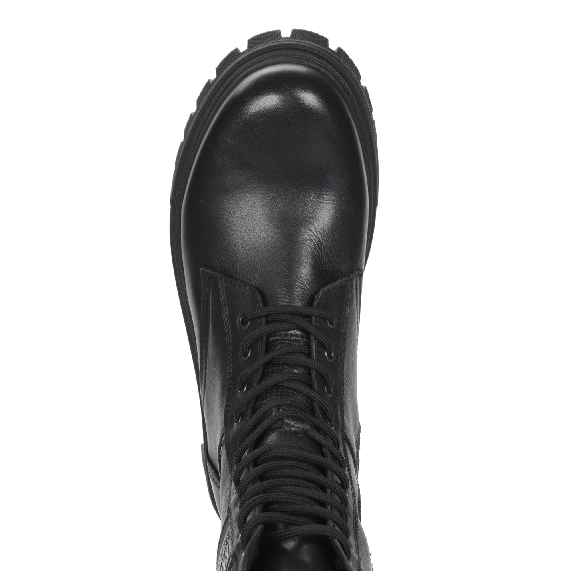 фото Черные высокие ботинки из кожи на подкладке из шерсти на тракторной подошве respect