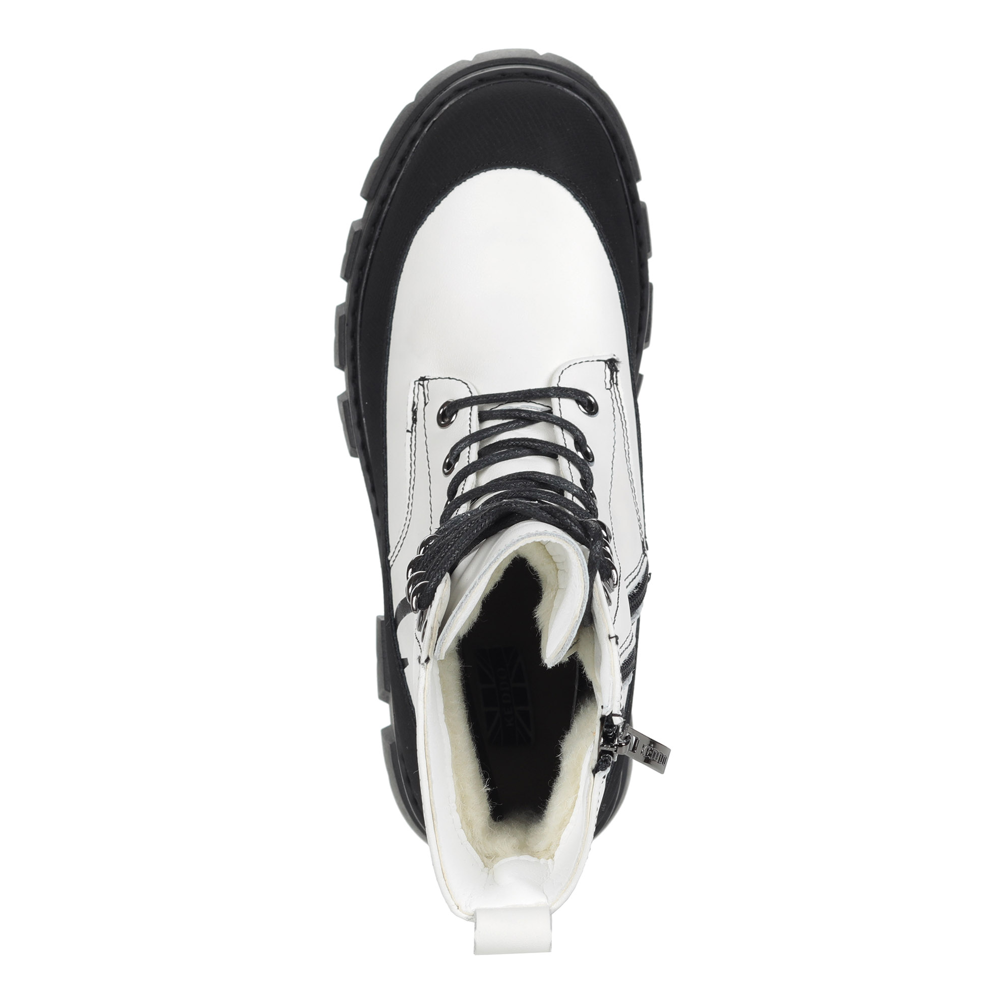 Бело черные ботинки из кожи на подкладке из натуральной шерсти KEDDO, размер 37, цвет черный - фото 6