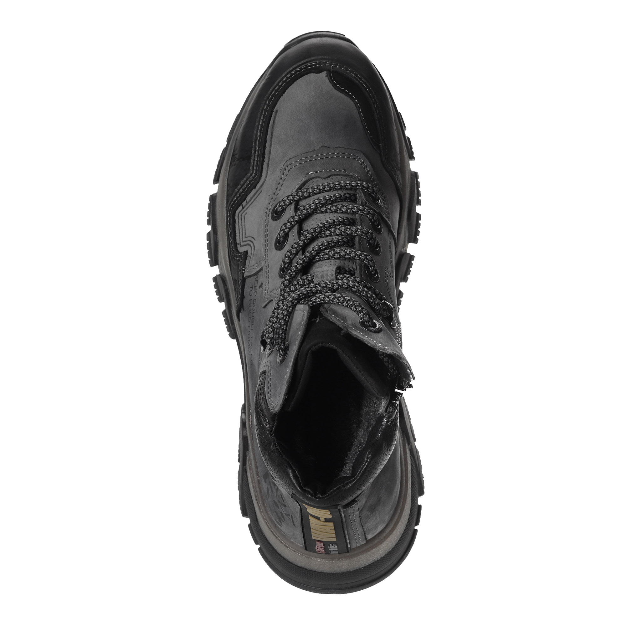 серо черные кроссовки из нубука на подкладке из натуральной шерсти на утолщенной подошве Respect, размер 44, цвет черный - фото 6