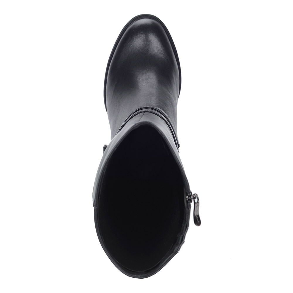 Черные сапоги из кожи на устойчивом каблуке с ремешками Respect, размер 40, цвет черный - фото 6