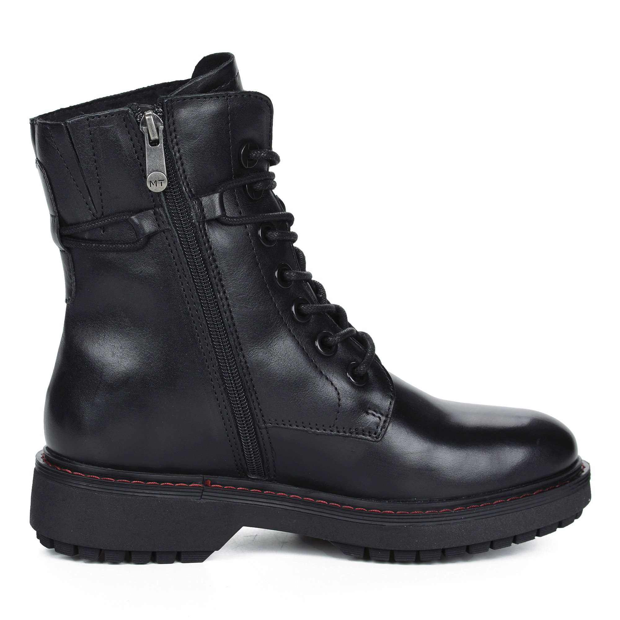 Черные ботинки на шнурках из кожи на подкладке из натуральной шерсти на тракторной подошве MARCO TOZZI PREMIO, размер 41, цвет черный - фото 3
