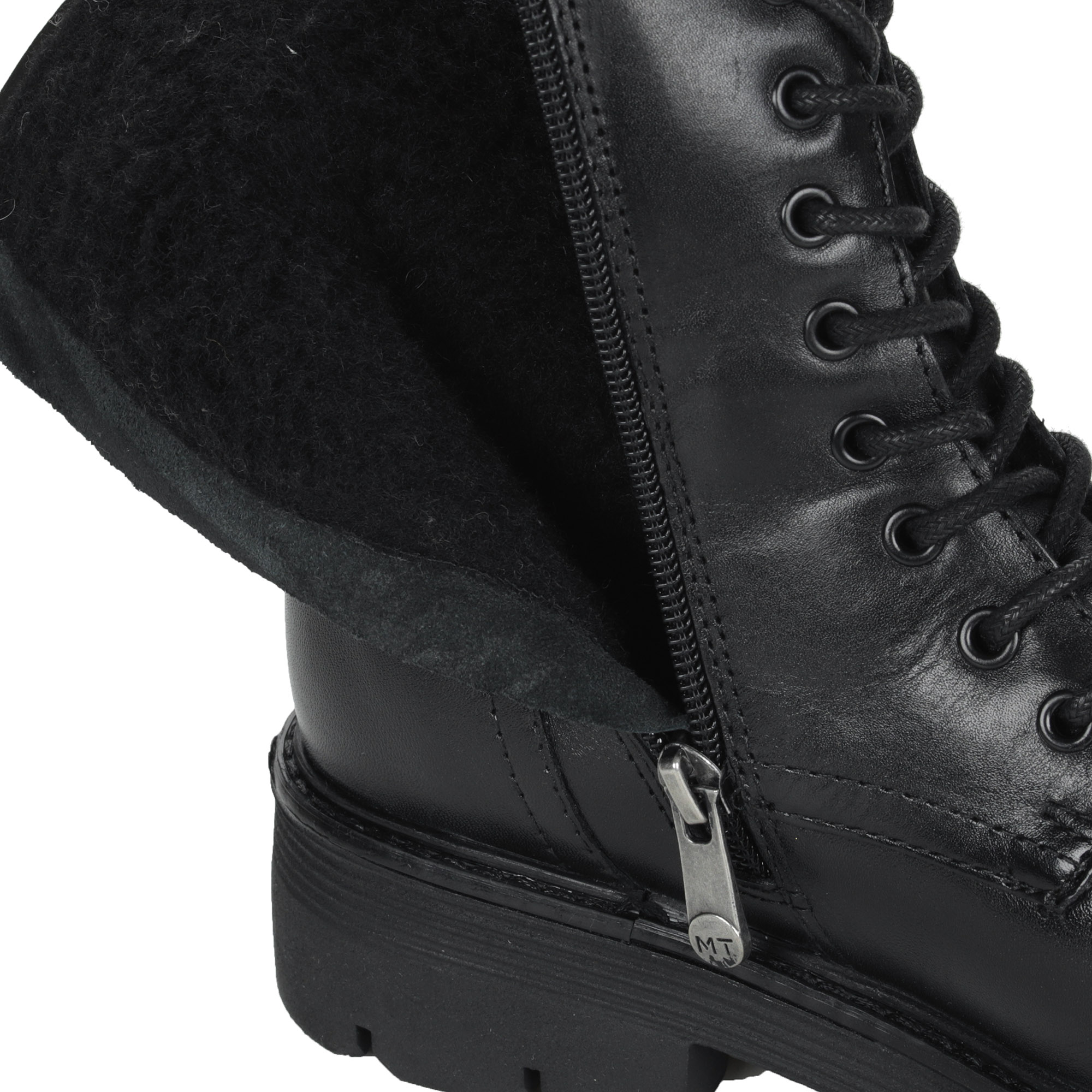 Черные ботинки на шнурках из кожи на подкладке из натуральной шерсти на тракторной подошве MARCO TOZZI PREMIO, размер 36, цвет черный - фото 6