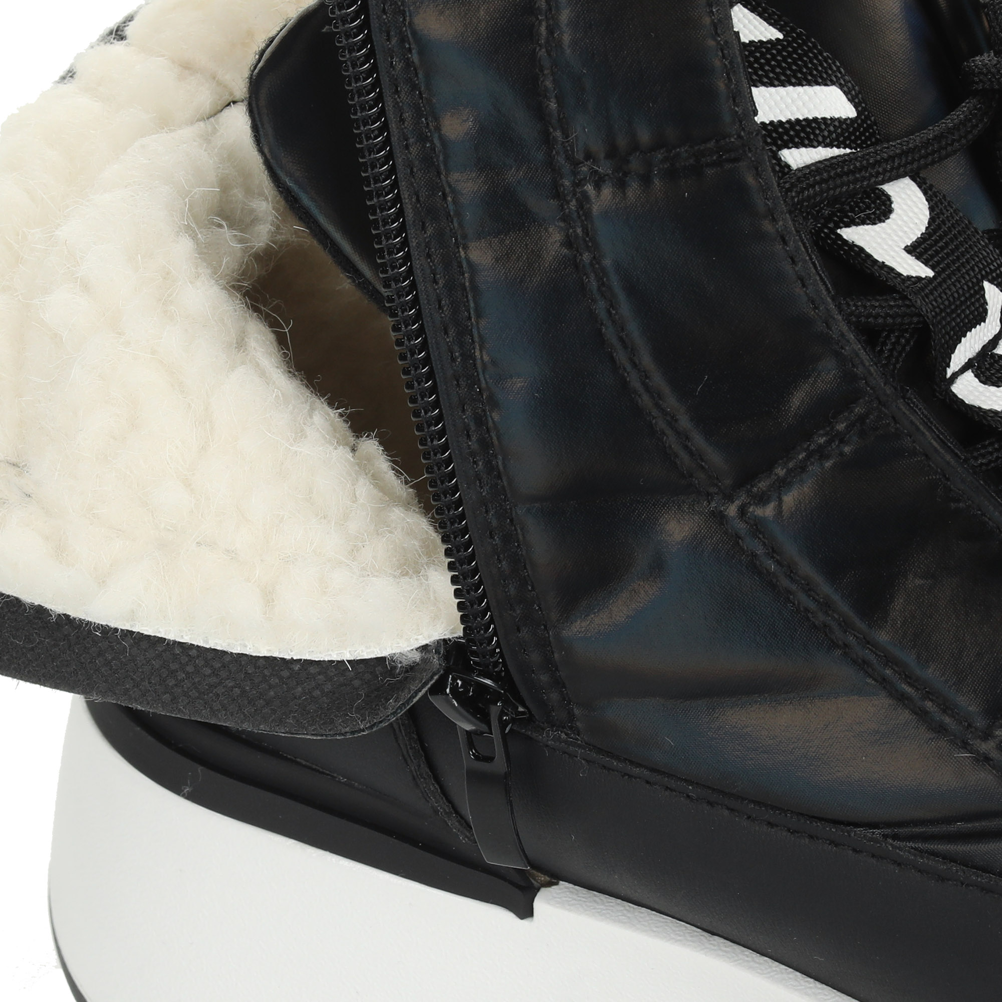 Черные кроссовки из комбинированных материалов на подкладке из натуральной шерсти  на утолщенной подошве Crosby, размер 40, цвет черный - фото 5