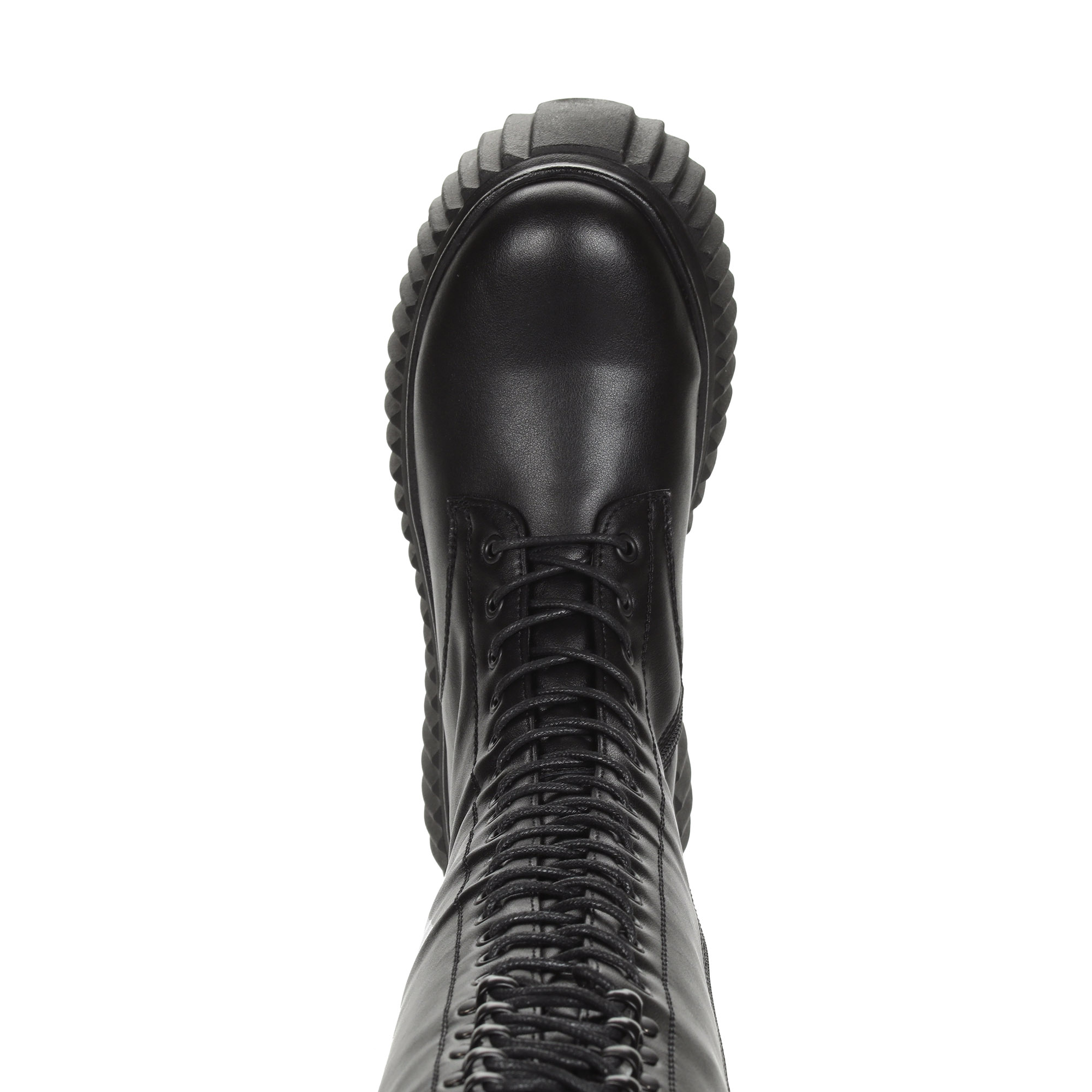 Черные сапоги на шнуровке из кожи на подкладке из комбинированных материалов на платформе Respect, размер 37, цвет черный - фото 6
