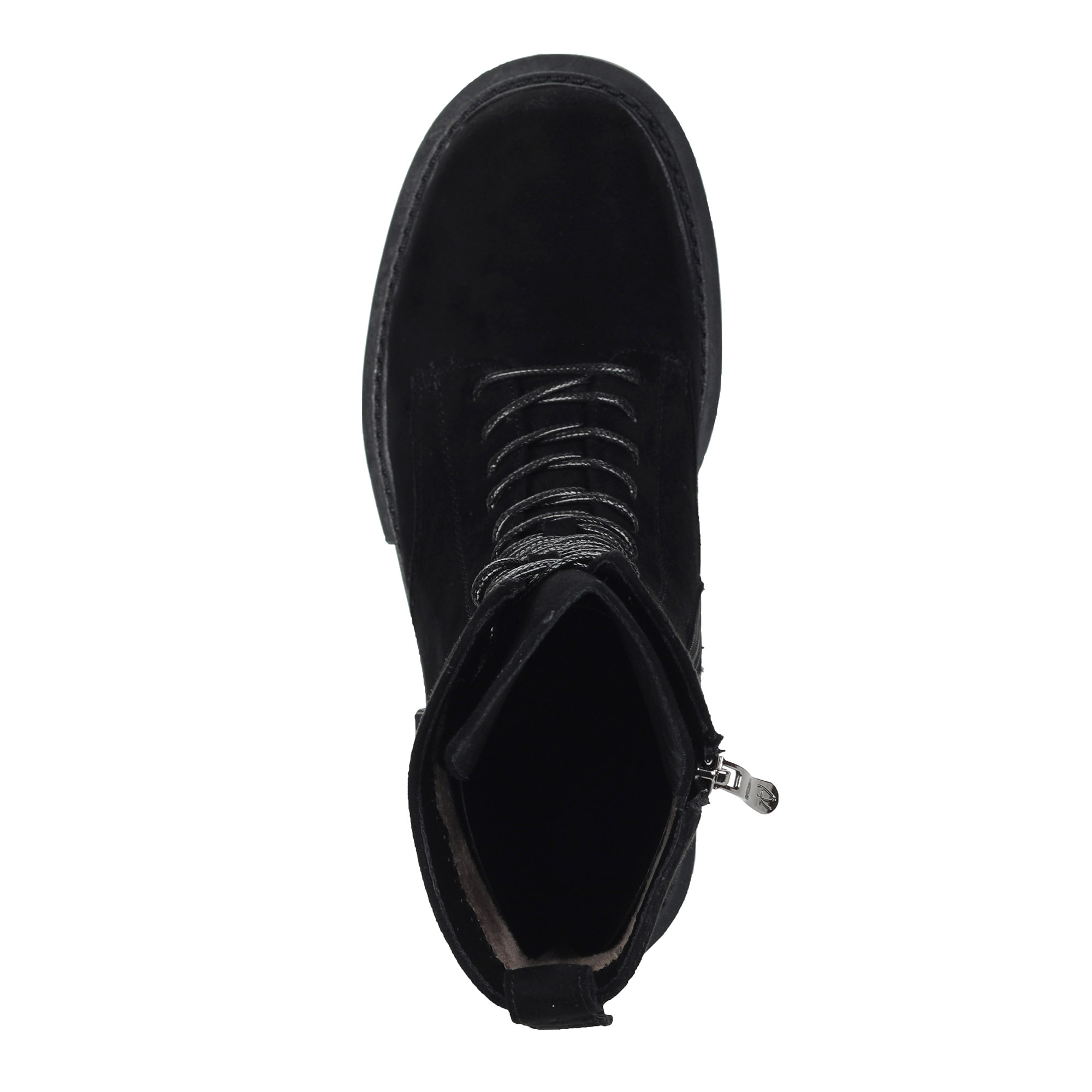 фото Черные ботинки из велюра на подкладки из комбинированных материалов на утолщенной подошве respect