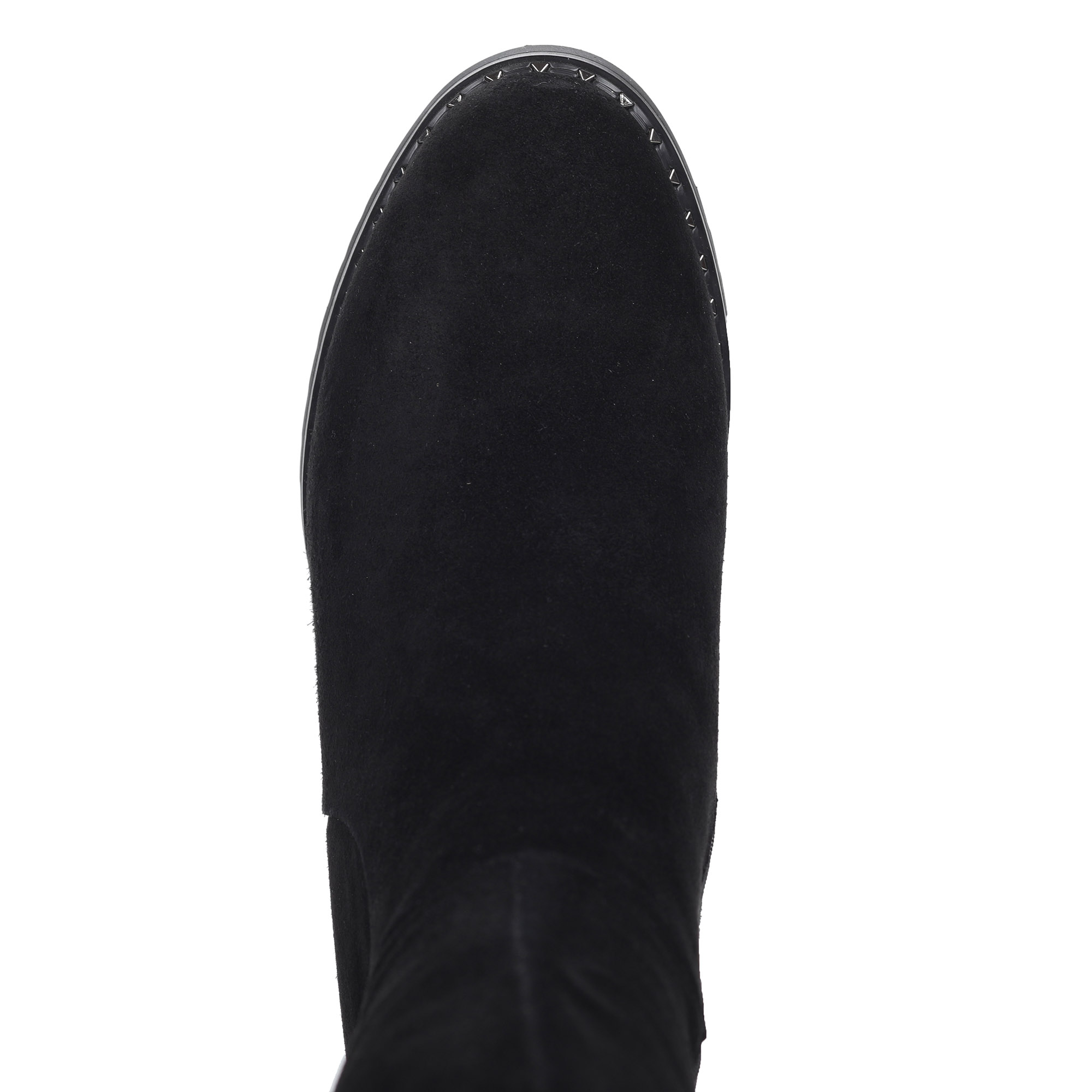 Черные велюровые сапоги на устойчивом каблуке от Respect-shoes