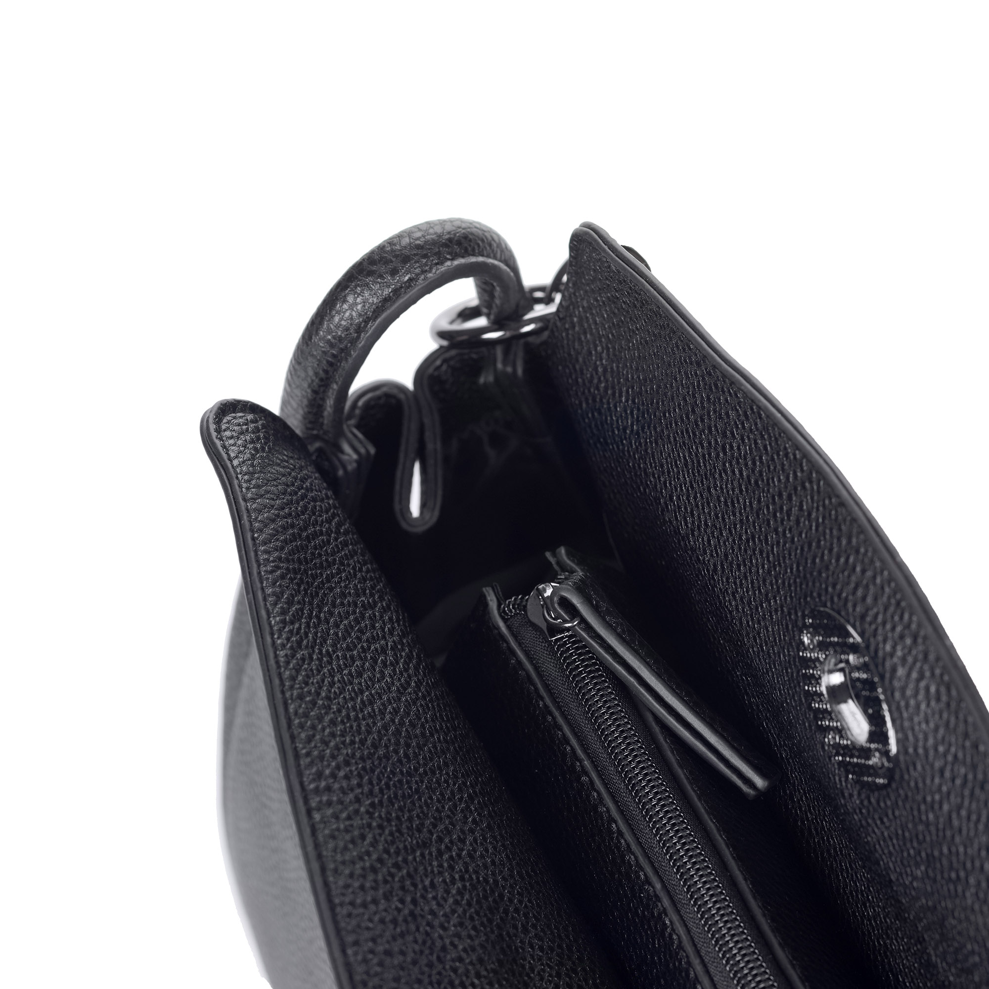 фото Черная сумка на плечо из экокожи portofiano