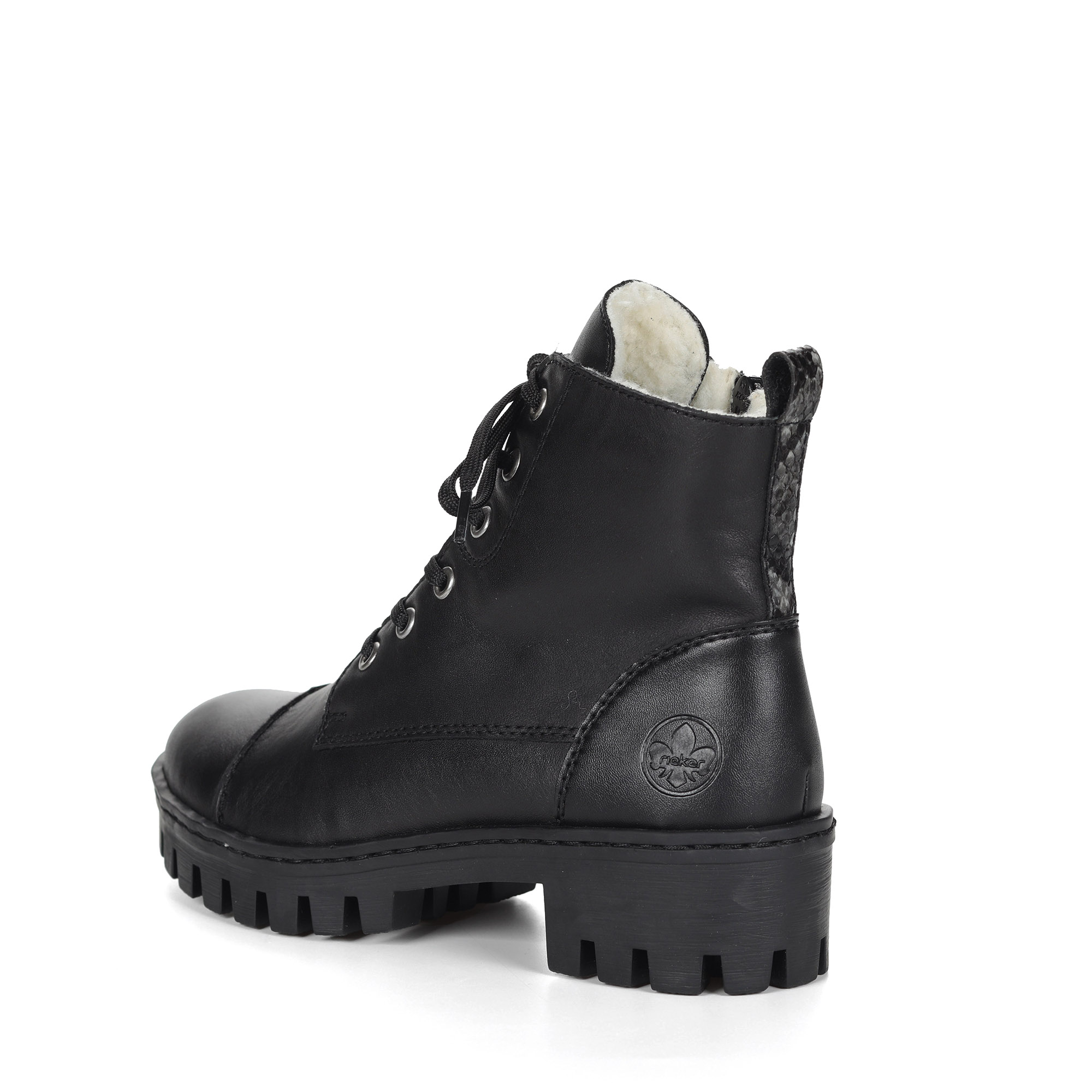 Черные ботинкииз кожи на подкладке из искусственной шерсти Rieker, размер 39, цвет черный - фото 4